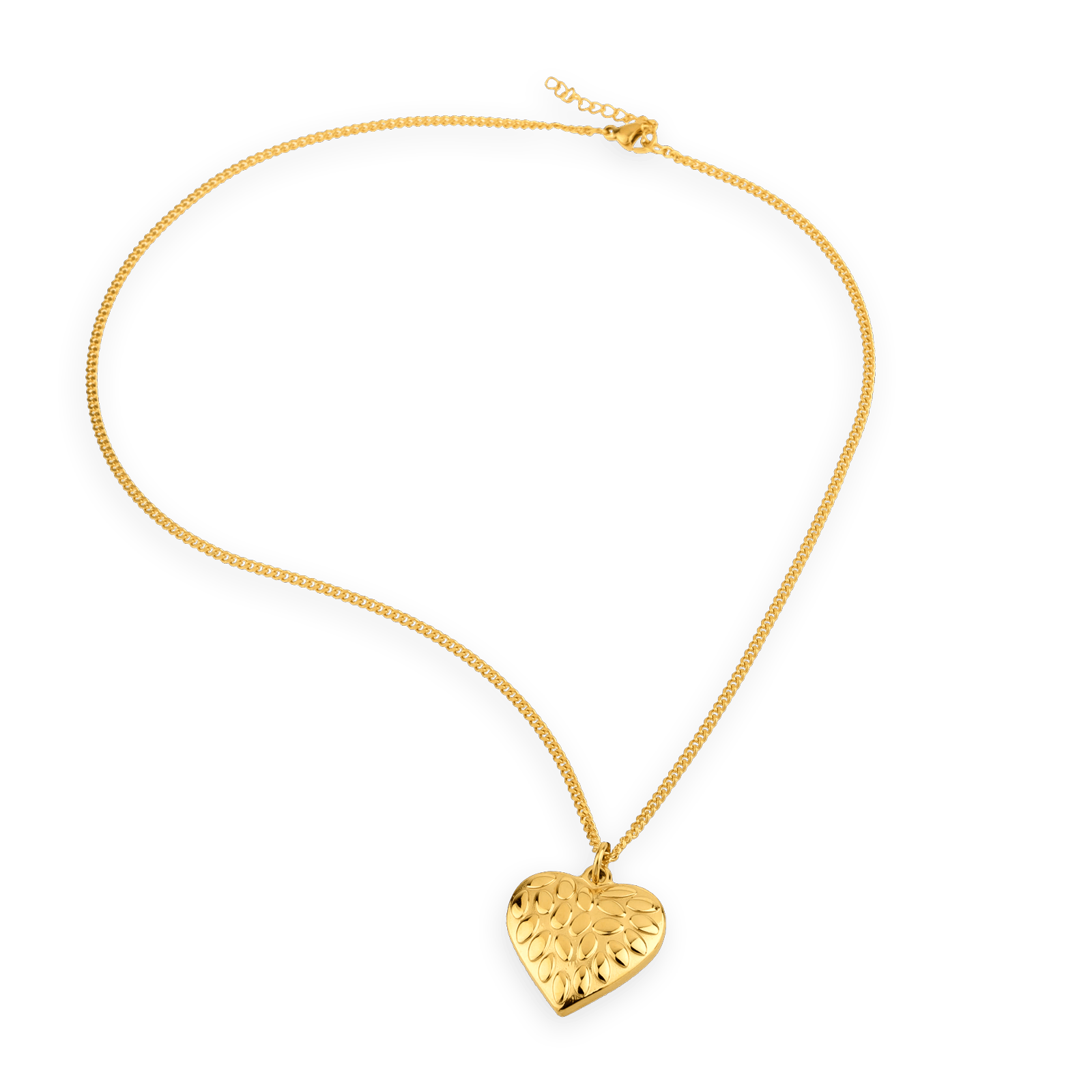 Collier acier jaune cœur chaîne gourmette