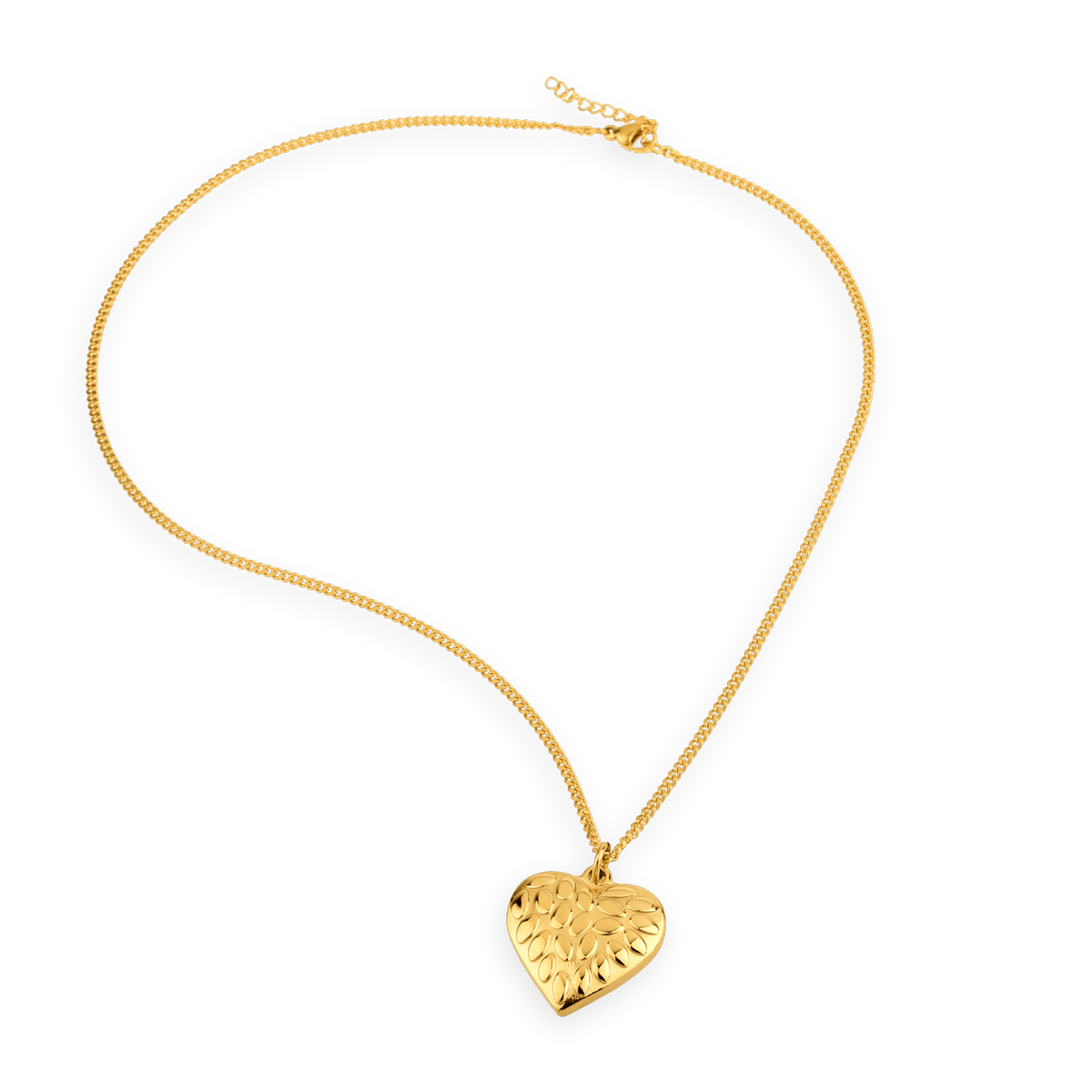 Collier Acier Jaune Cœur Motif Fantaisie 25*30mm Chaîne Gourmette 2mm 45 à 48cm