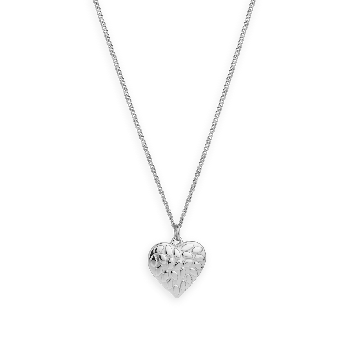Collier Acier Cœur Motif fantaisie 25*30mm Chaîne Gourmette 2mm 45 à 48cm