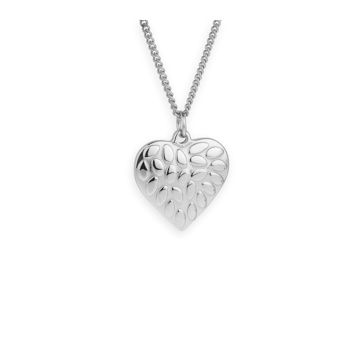 Collier Acier Cœur Motif fantaisie 25*30mm Chaîne Gourmette 2mm 45 à 48cm
