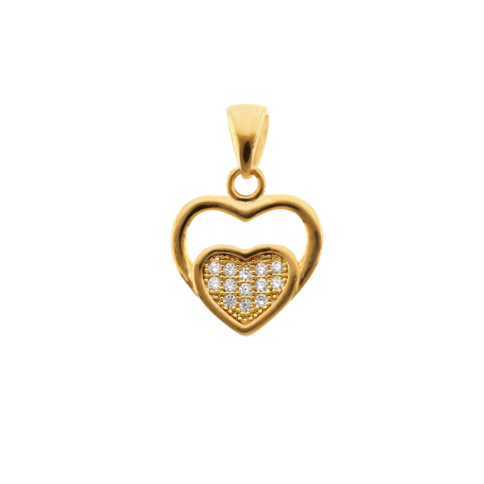 Pendentif double coeur ajouré plaqué or
