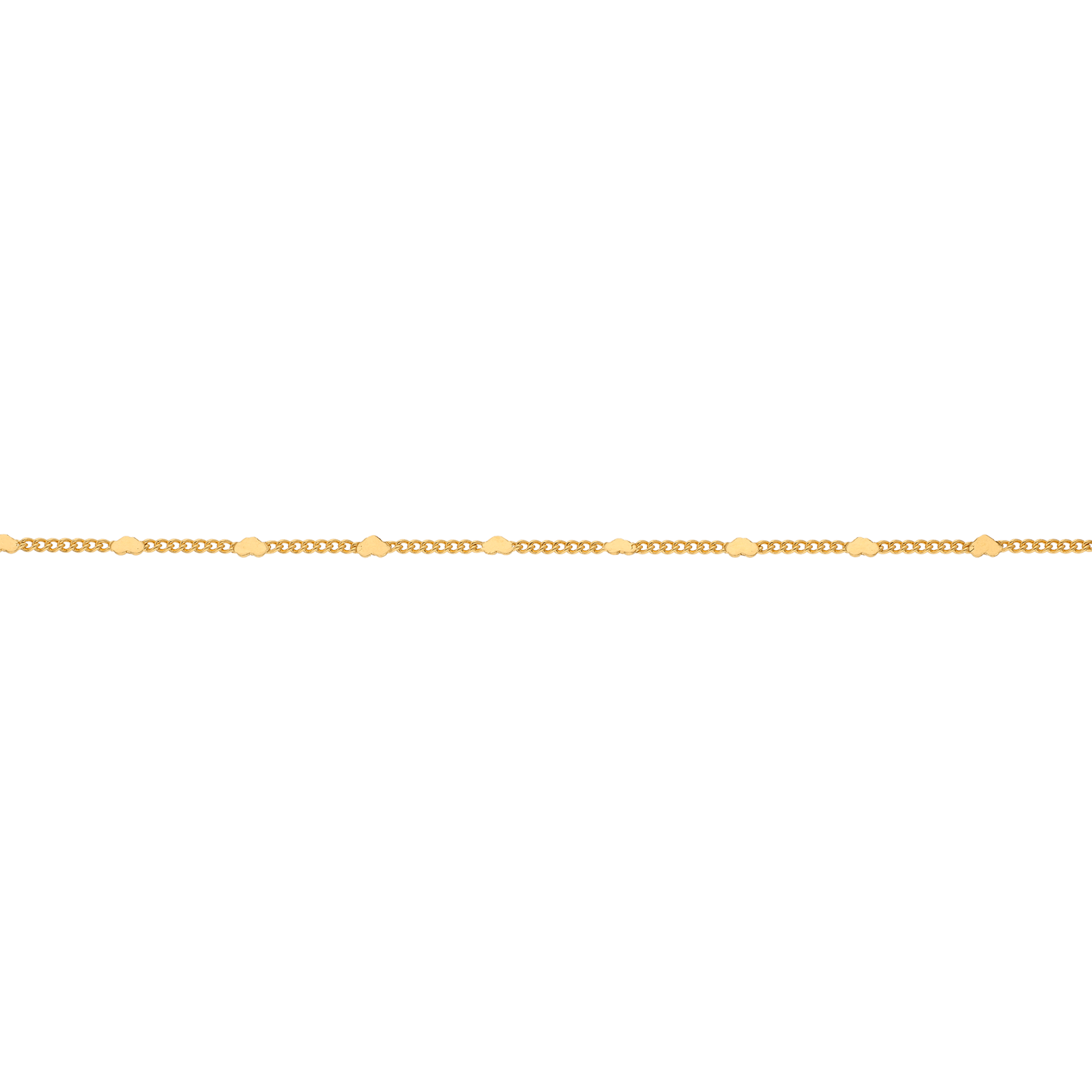 chaine de cheville maille gourmettes avec cœur plaqué or 27cm