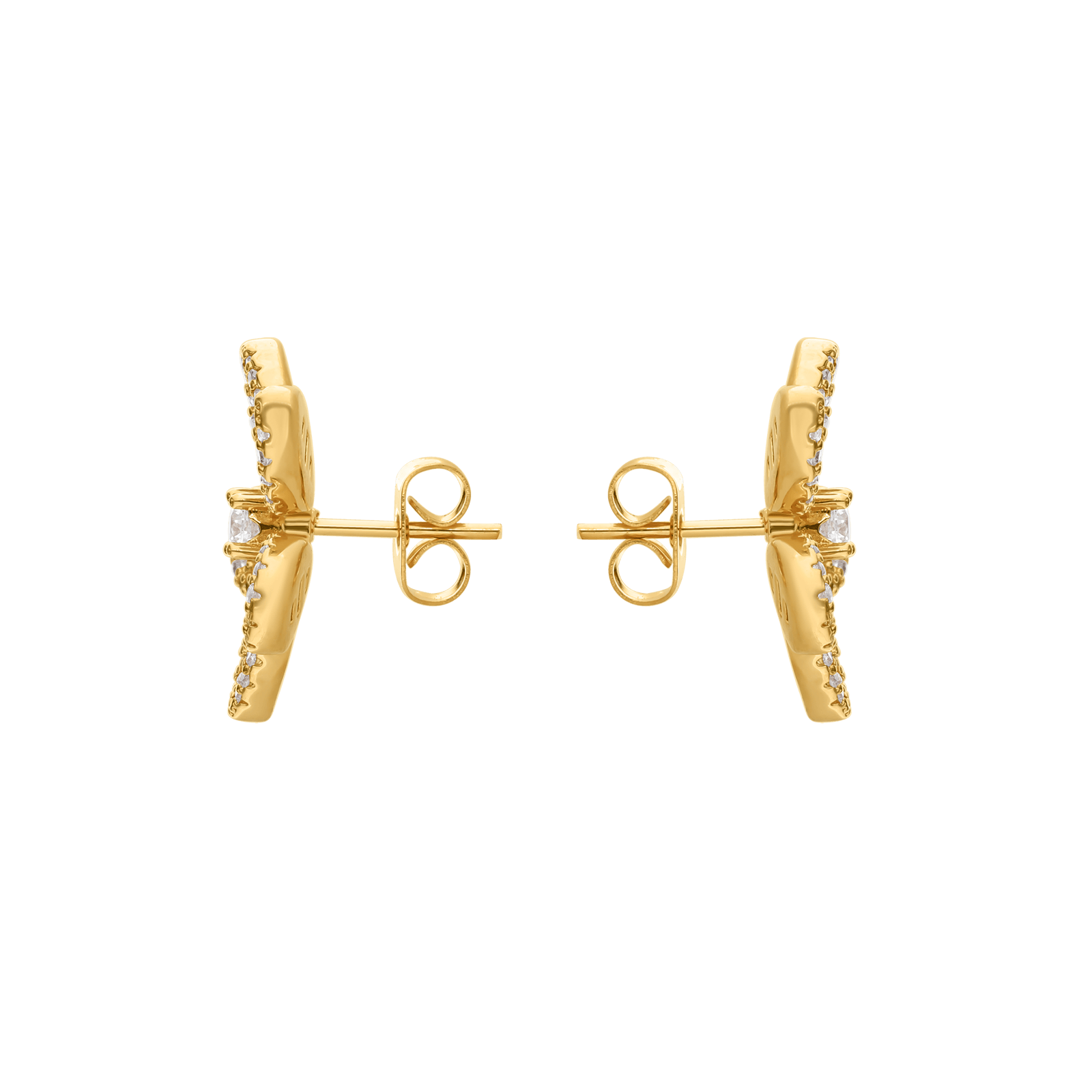 Boucle d'oreille Plaqué or motif fleur pavé Oxydes