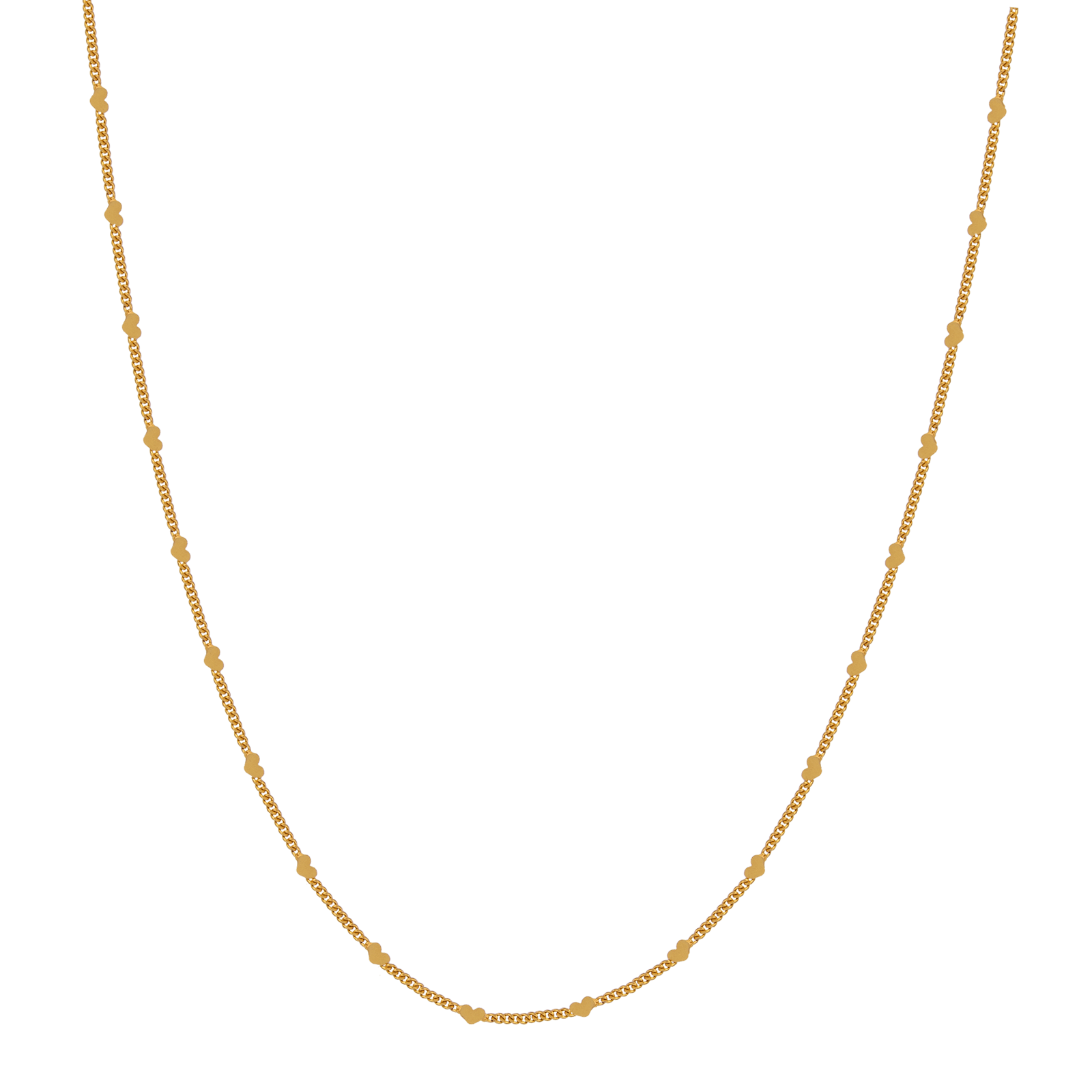 Collier Plaqué or motif maille Gourmette avec coeur 42 plus 3 centimètres