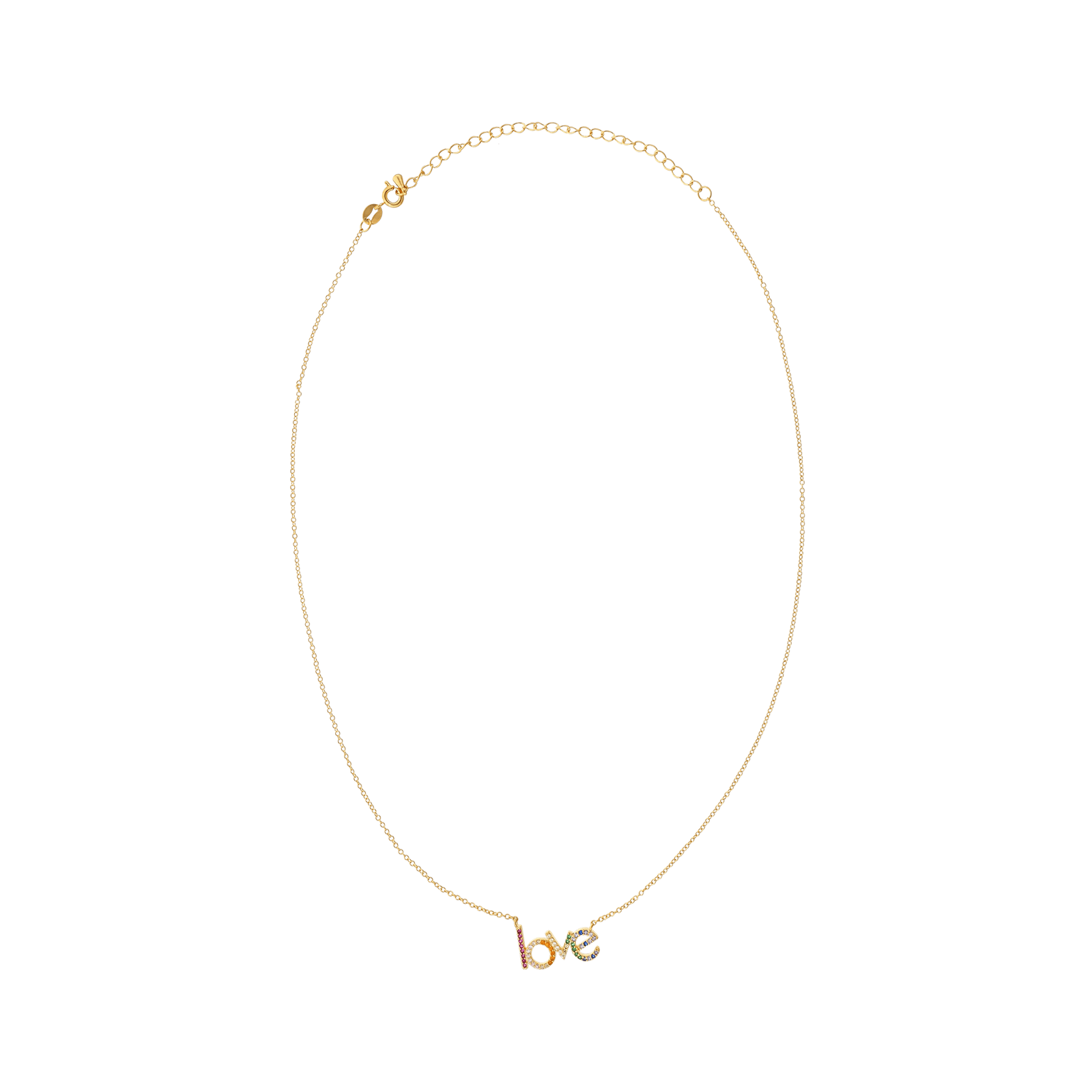 Collier Plaqué or motif inscription Love multicolore 12 millimètres