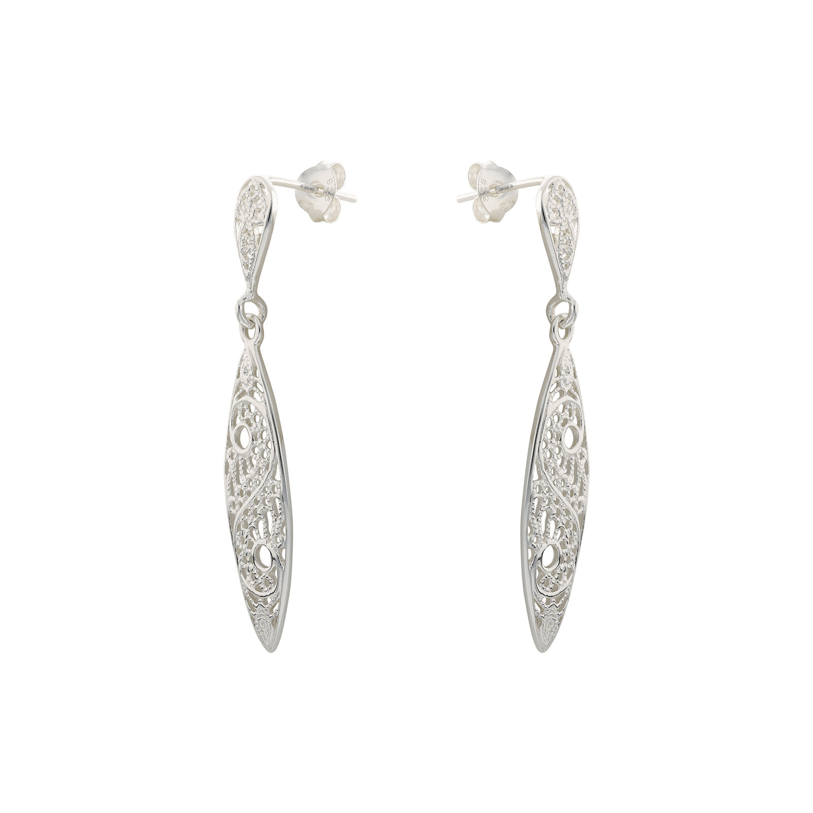 Boucles d'Oreilles Argent Pendentif goutte filigrane