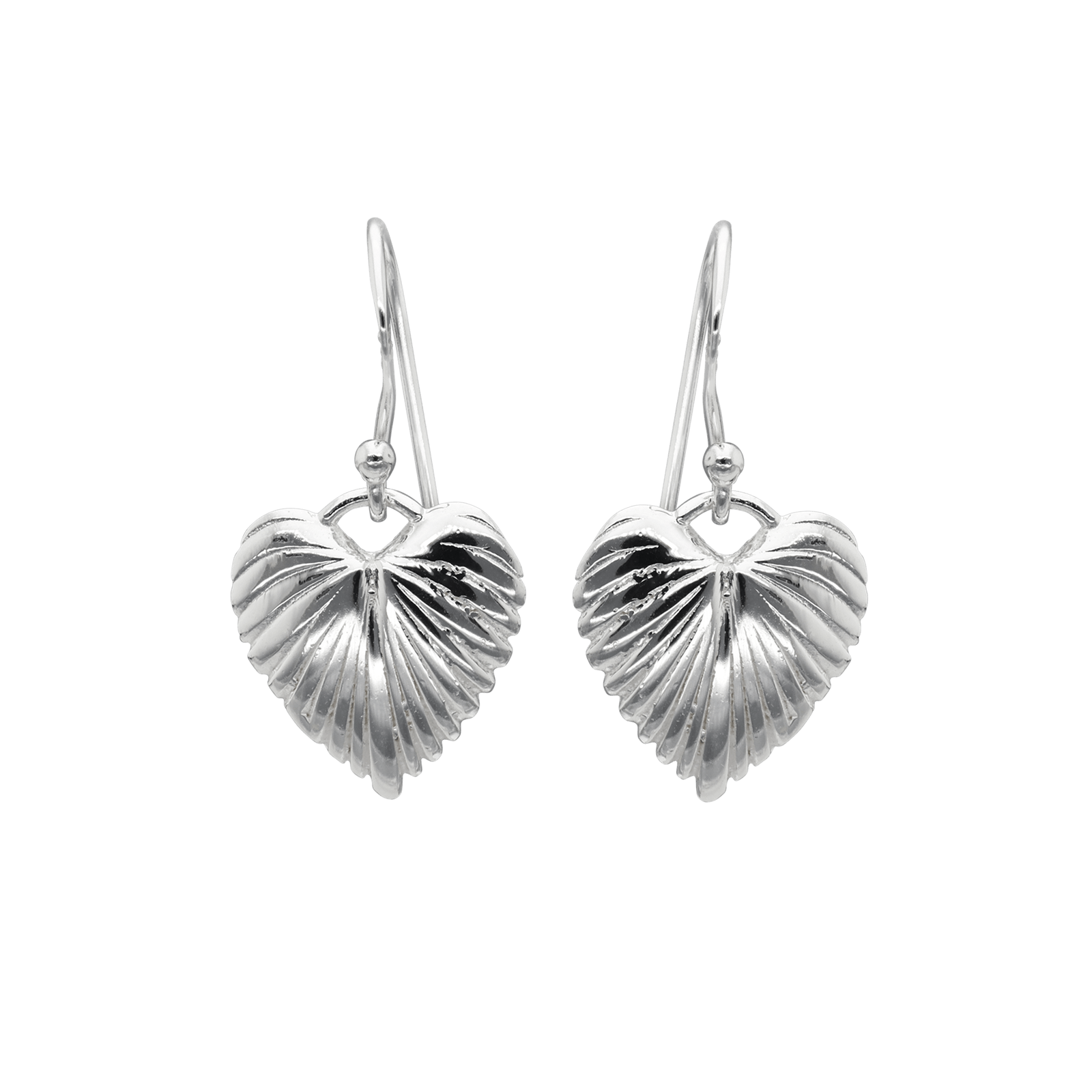 Boucles d'Oreilles Argent Pendentif coeur strié
