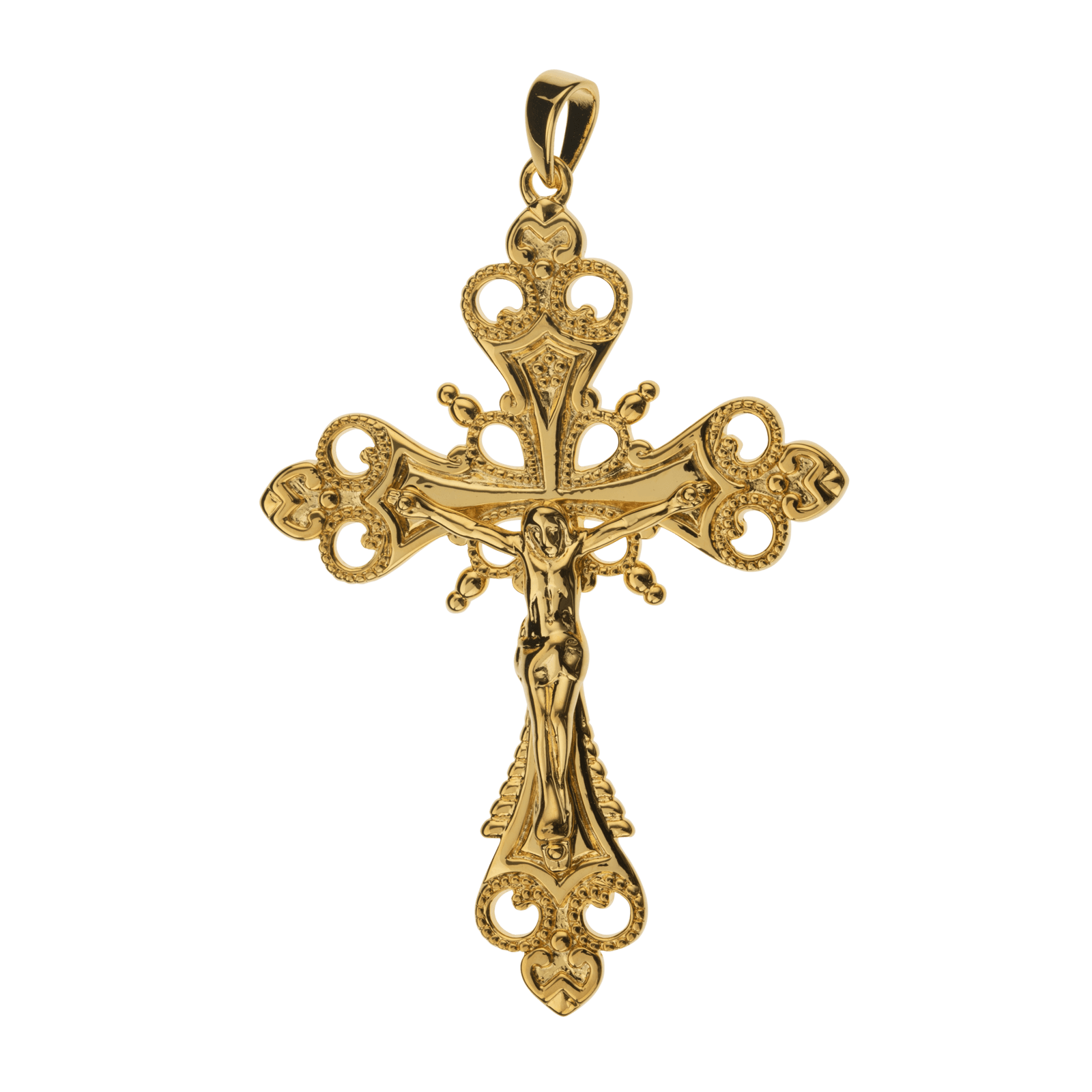 Pendentif Christ et Croix fantaisie Plaqué or