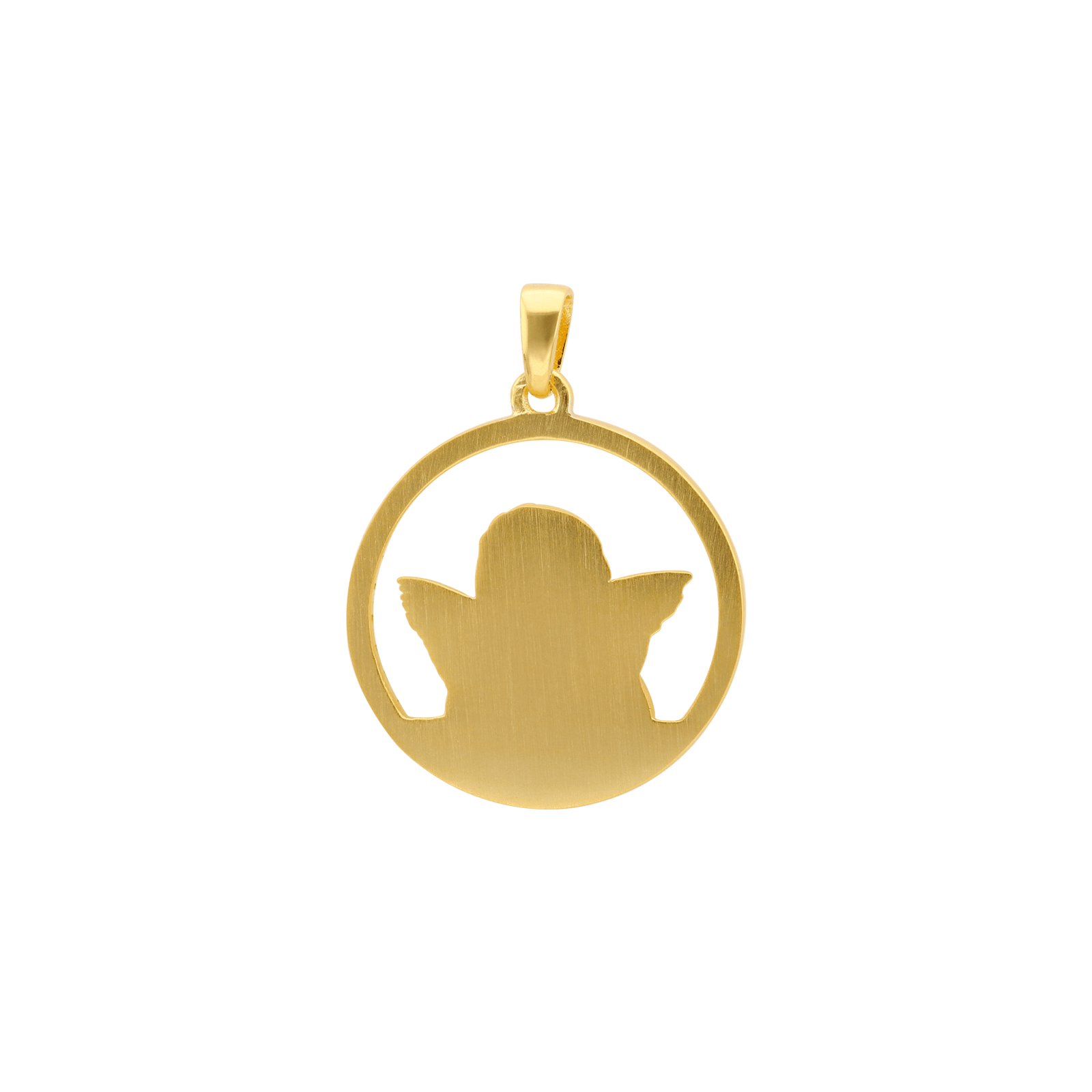 Pendentif plaqué or cercle Diamanté ajouré ange 2 cm