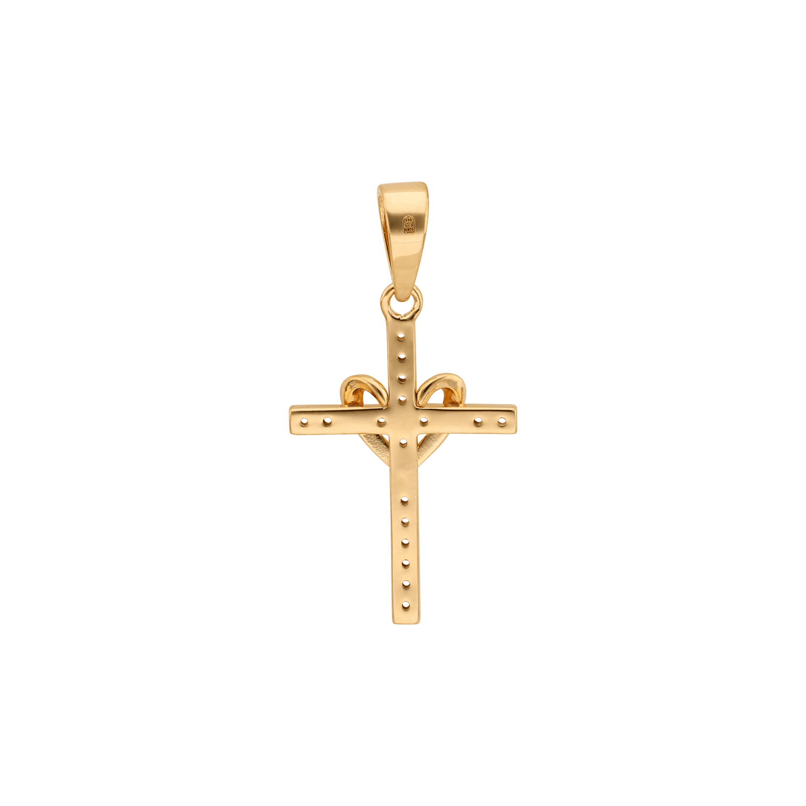 Croix plaqué or sertie Oxyde de Zirconium plus coeur