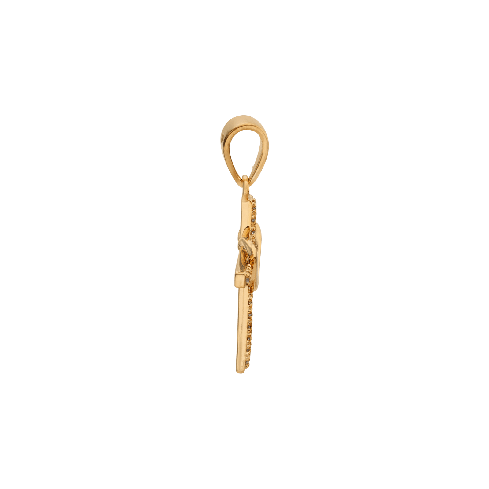 Croix plaqué or sertie Oxyde de Zirconium plus coeur