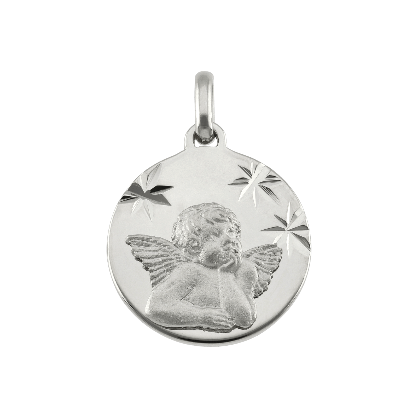 Pendentif Argent rond ange étoile