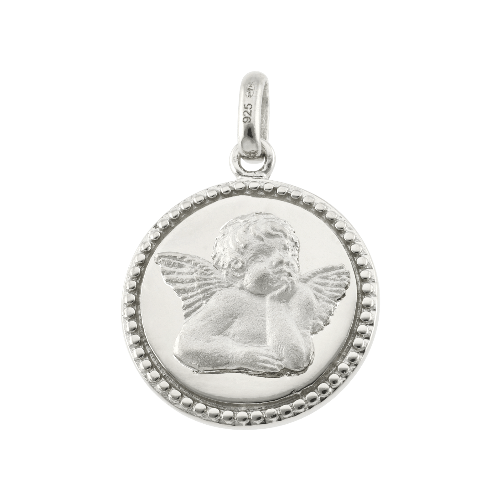 pendentif rond contour perle ange
