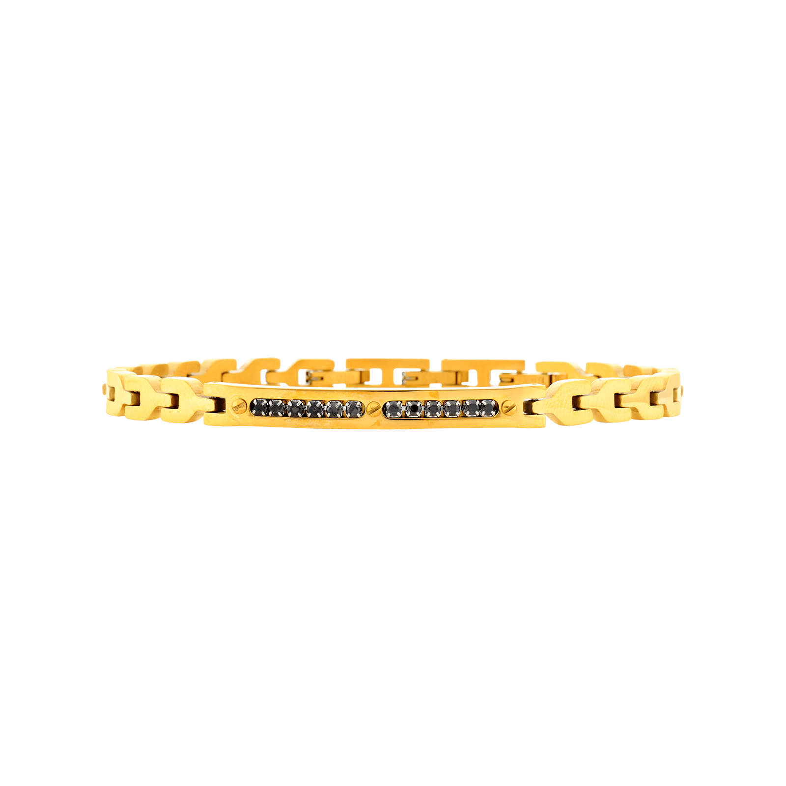 bracelet callas acier doré plaque doré zirconia cubique noire 21 mm