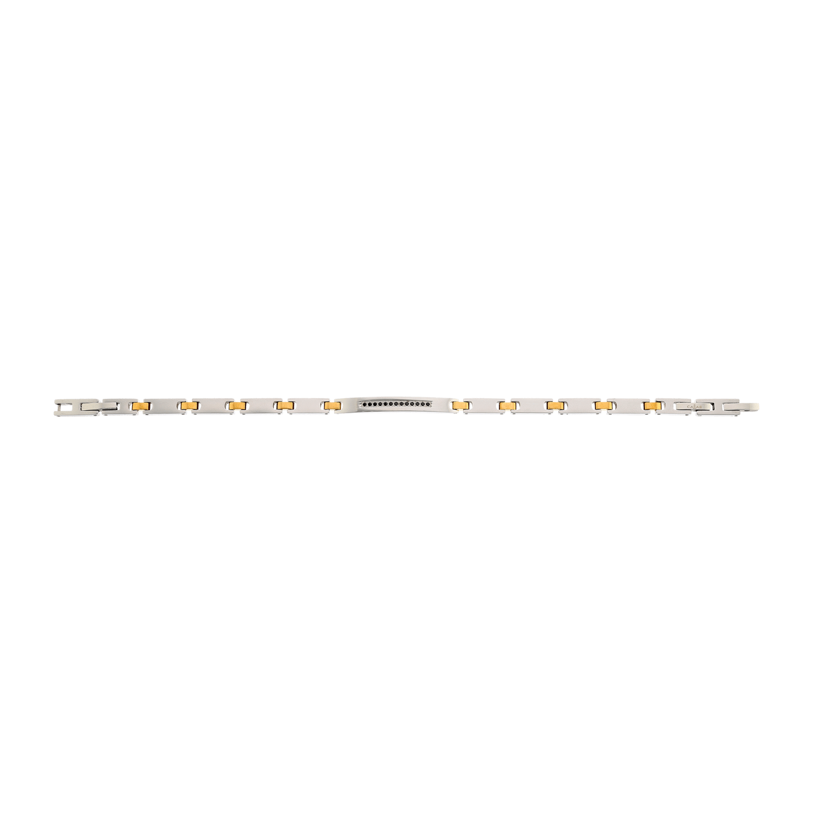 bracelet callas acier et acier doré plaqué zirconia cubique noires 21 mm