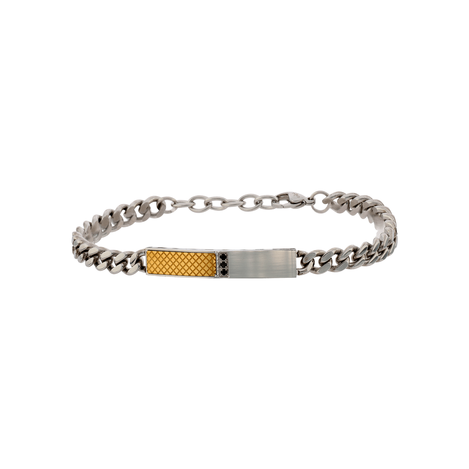 bracelet callas acier plaqué acier et doré 3 zirconia cubique noires 21 mm