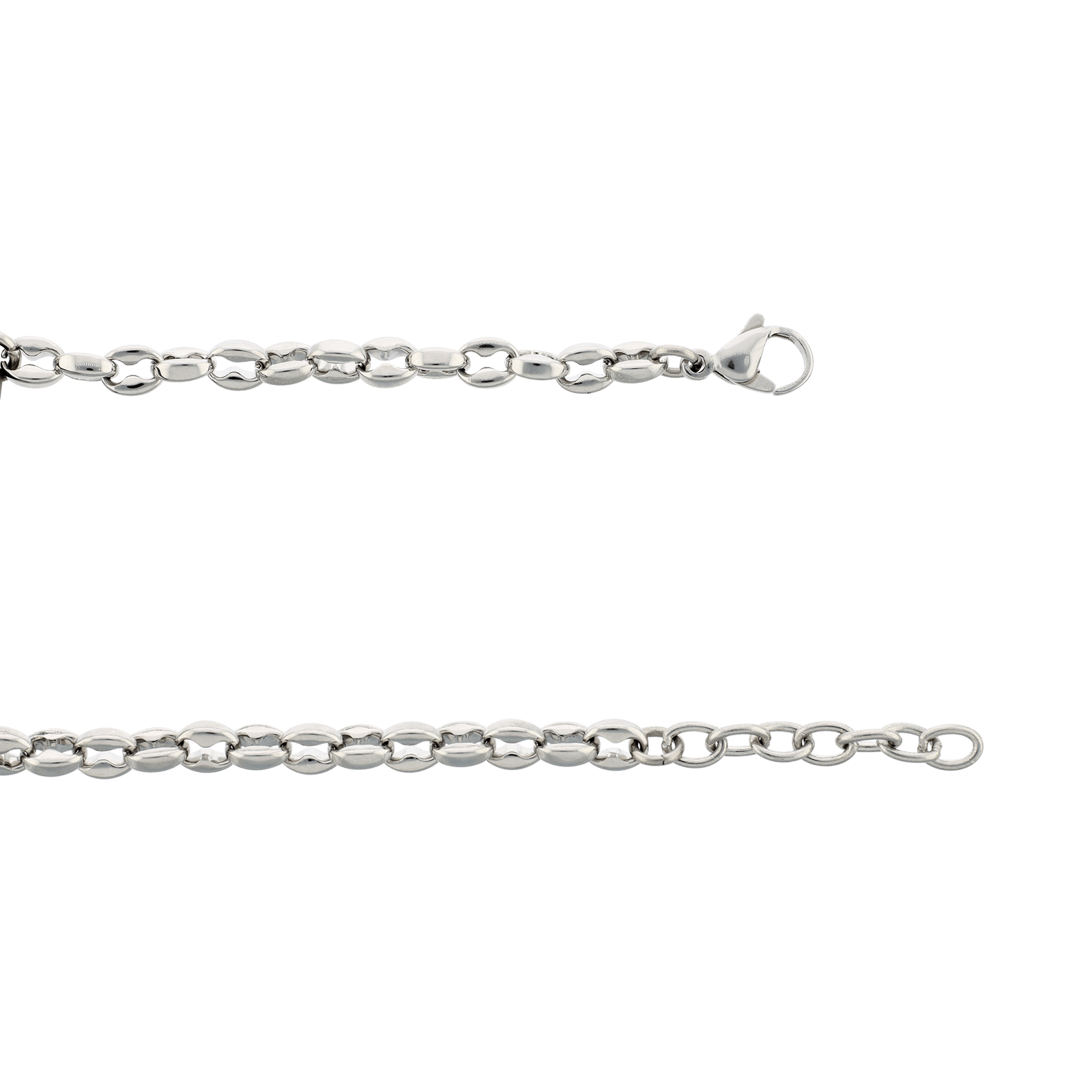 Bracelet Callas Acier maille grain de café plaque noire 21 centimètres