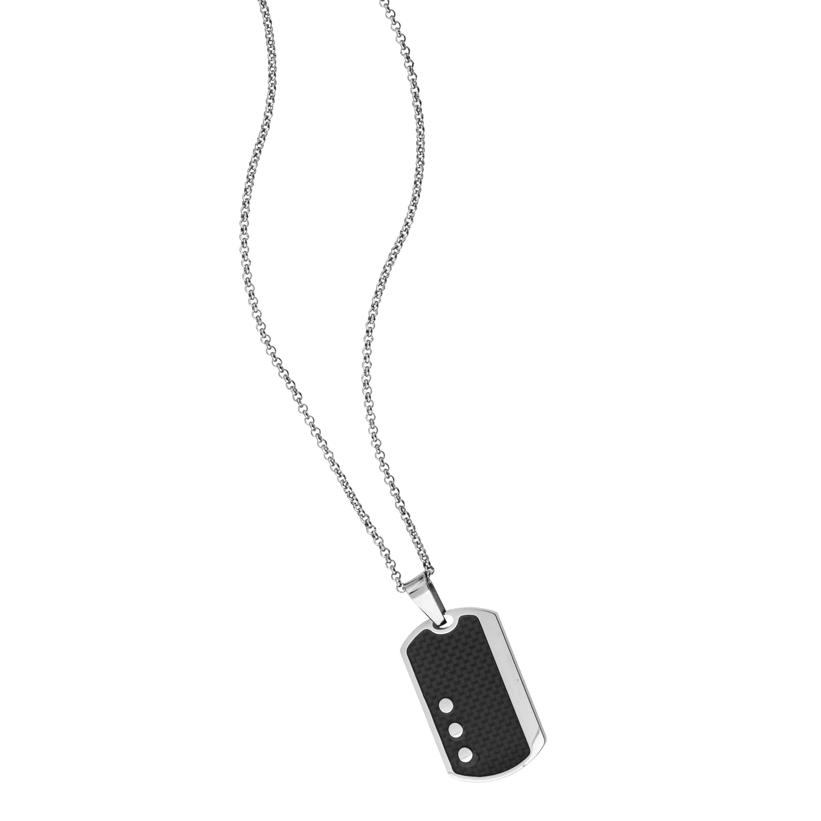 Collier Callas Pendentif Plaque fibre carbone 55 plus 5 centimètres