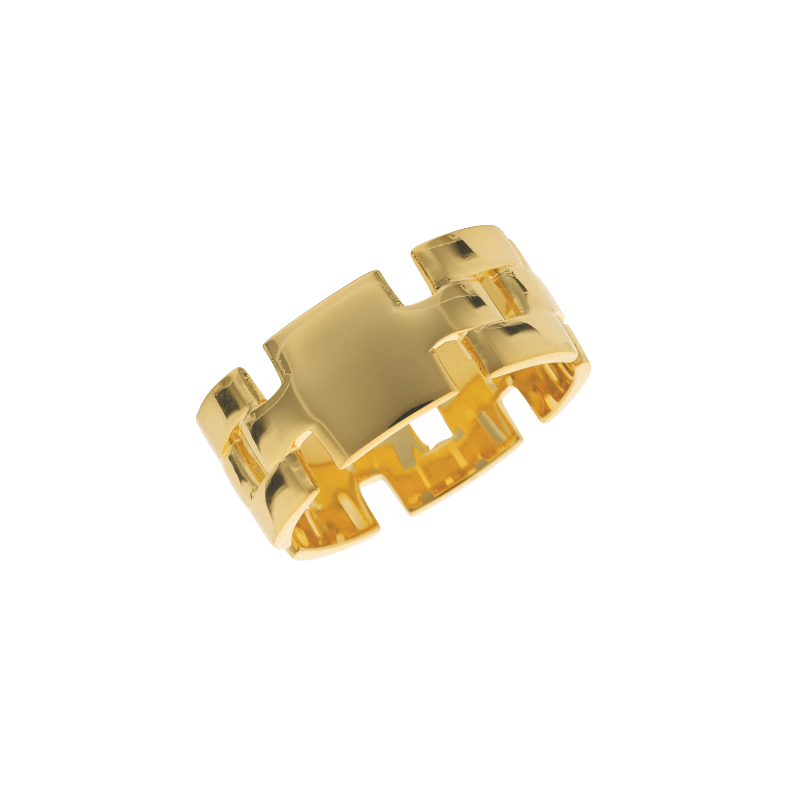 Bague plaqué or maillons carré