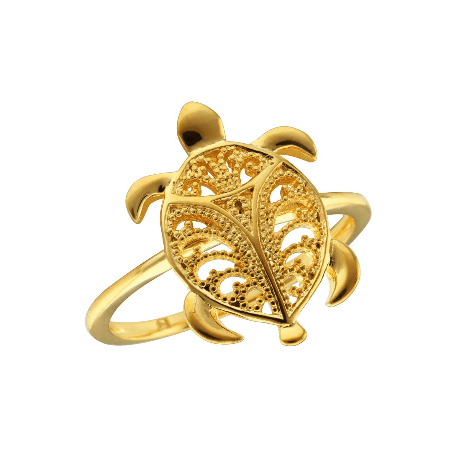 Bague plaqué or Tortue filigrane