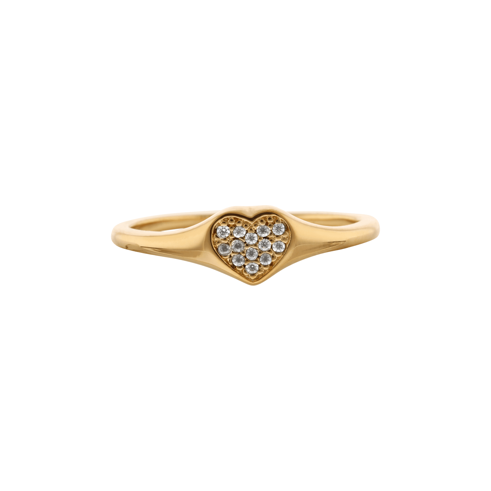 Bague plaqué or centre coeur sertie Oxyde de Zirconium