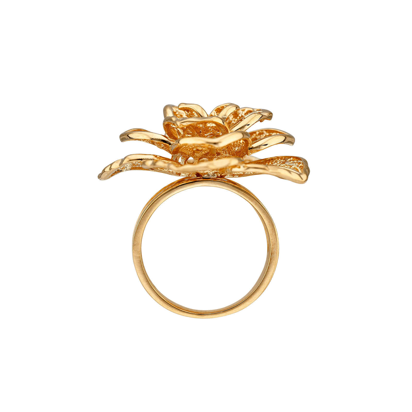 Bague plaqué or fleur filigrane Grand modèle