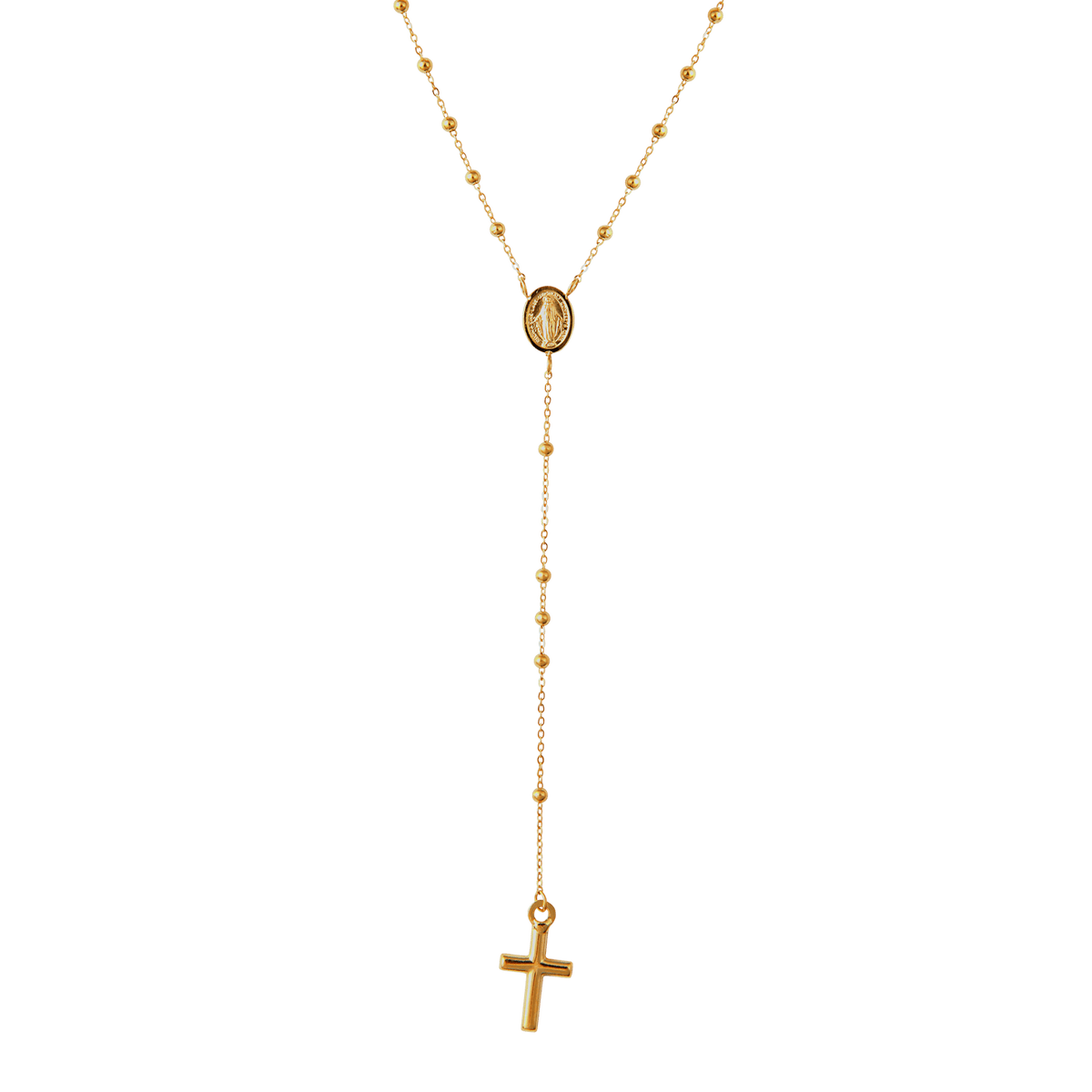 Collier Chapelet Or375 40et48cm Grain D'or 2mm Médaille Croix