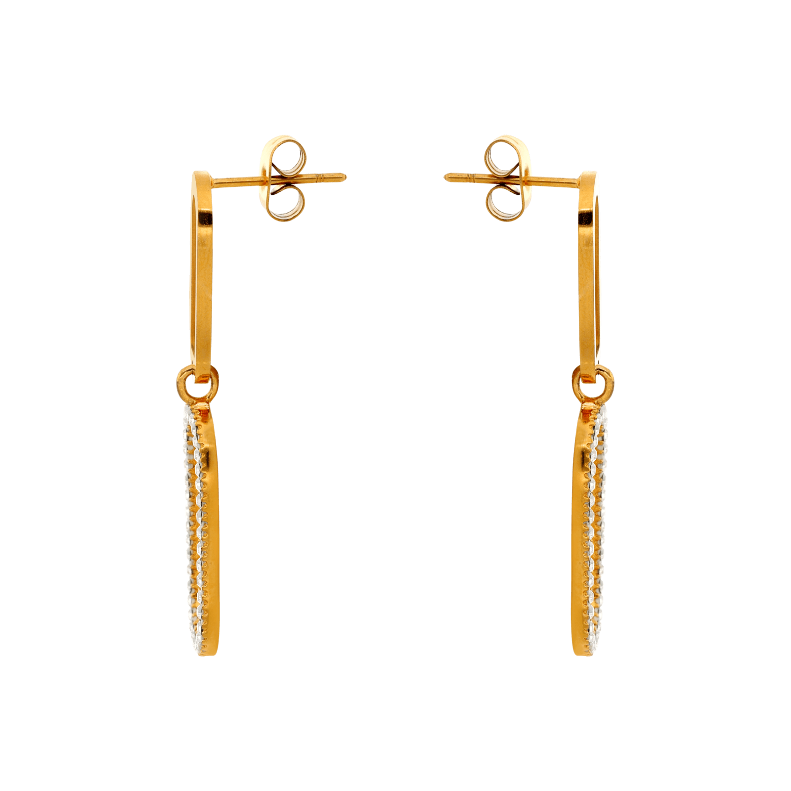 Boucles d'Oreilles Callas Acier doré Pendentif forçat Cristal Preciosa