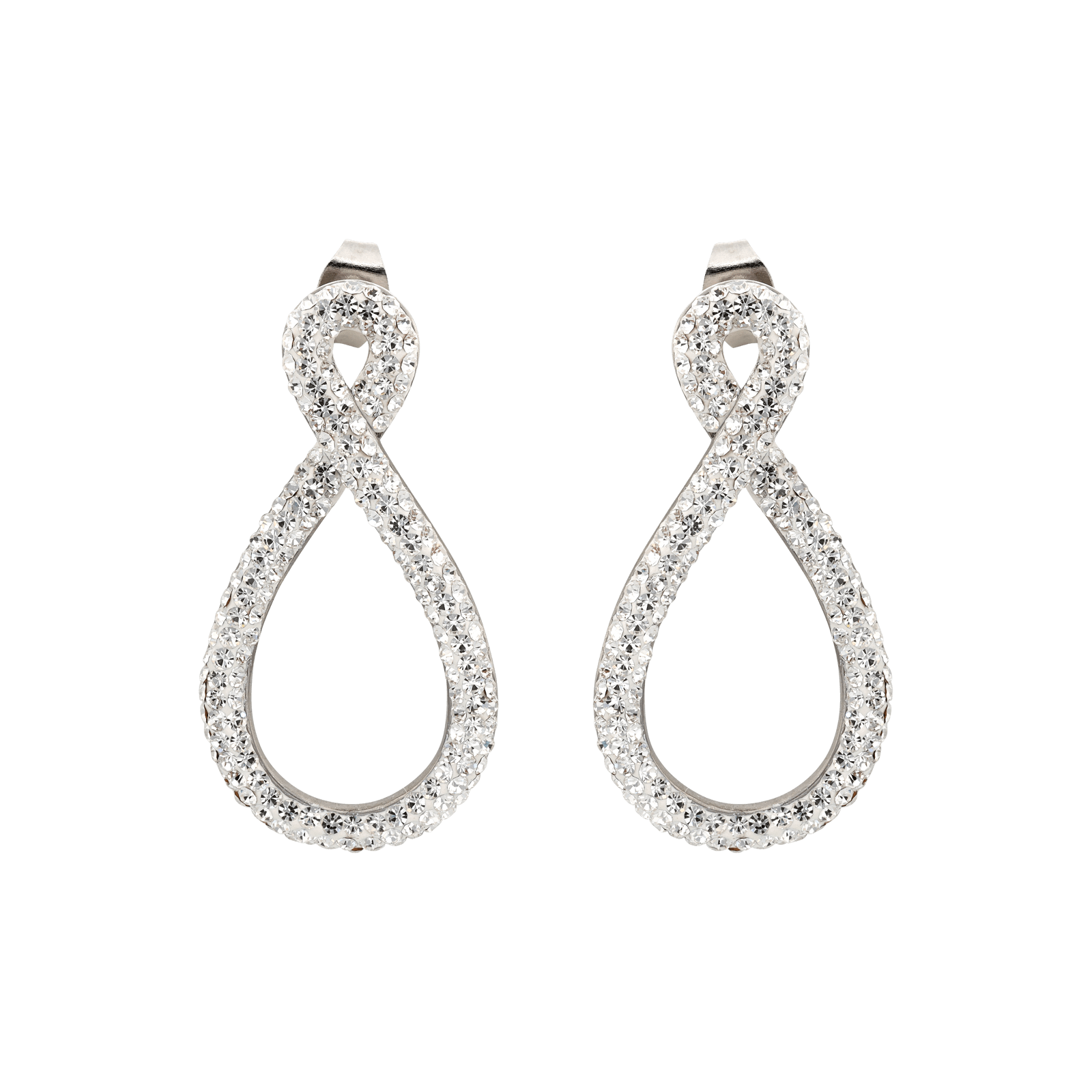 Boucles d'Oreilles Callas Acier Pendentif Infini fantaisie Cristal Preciosa