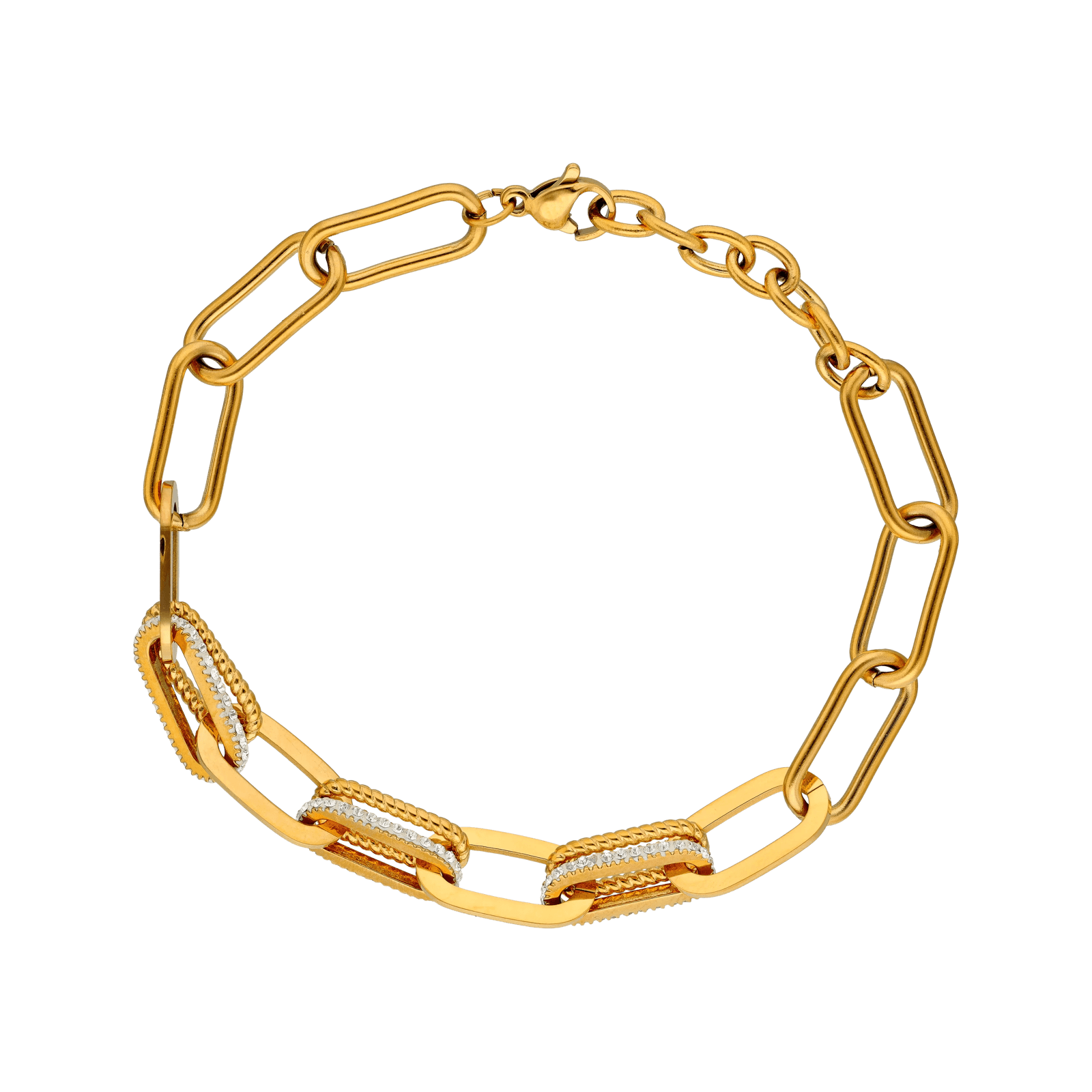 Bracelet Callas Acier doré maille forçat Cristal Preciosa