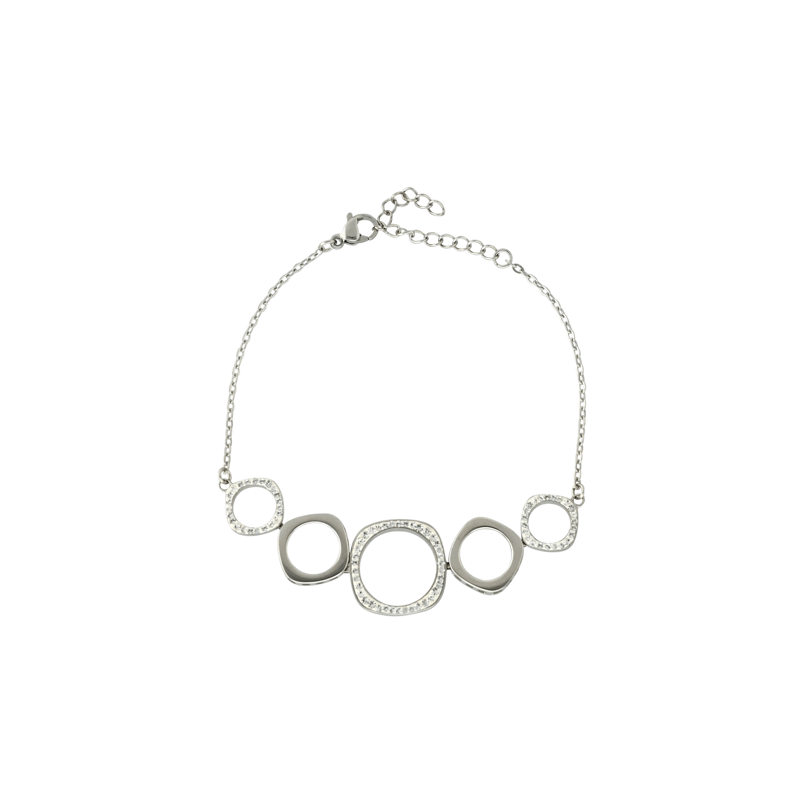 Bracelet callas acier maillons géométrique ajouré cristal Preciosa