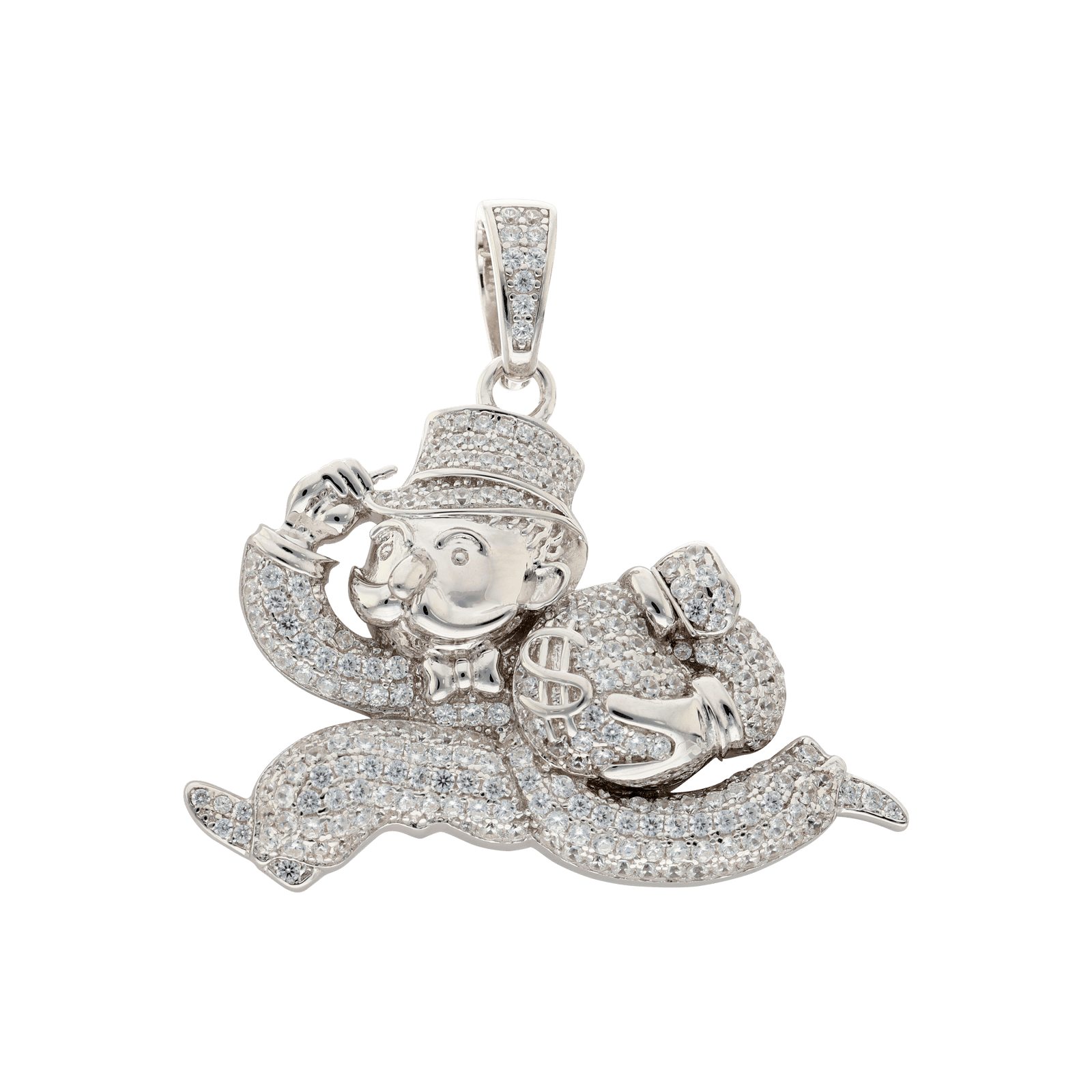 Pendentif Argent Rhodié Monopoly Zirconia Cubique