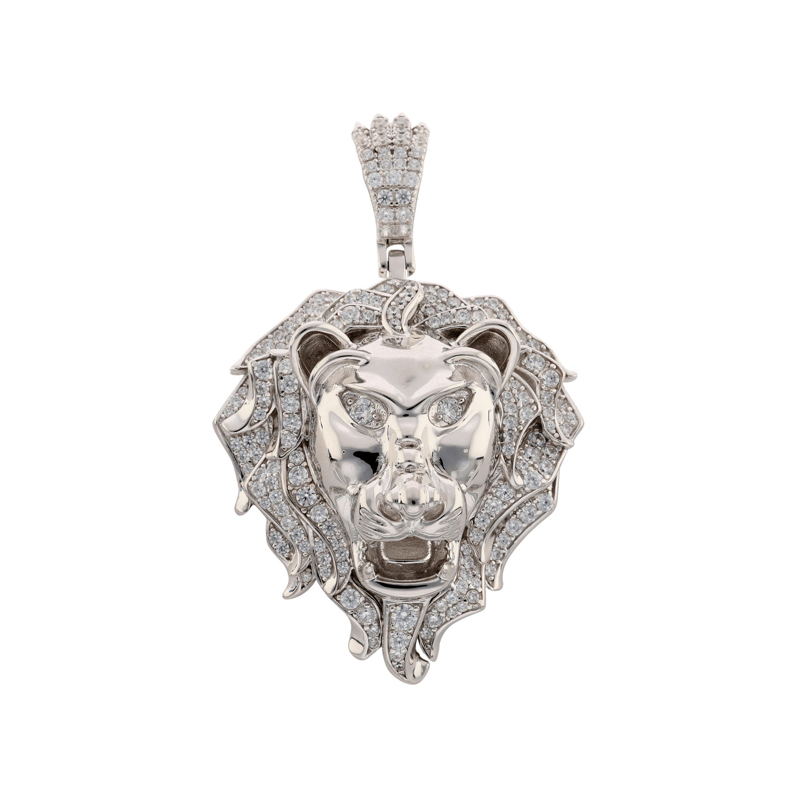 Pendentif Argent Rhodié lion Zirconia Cubique