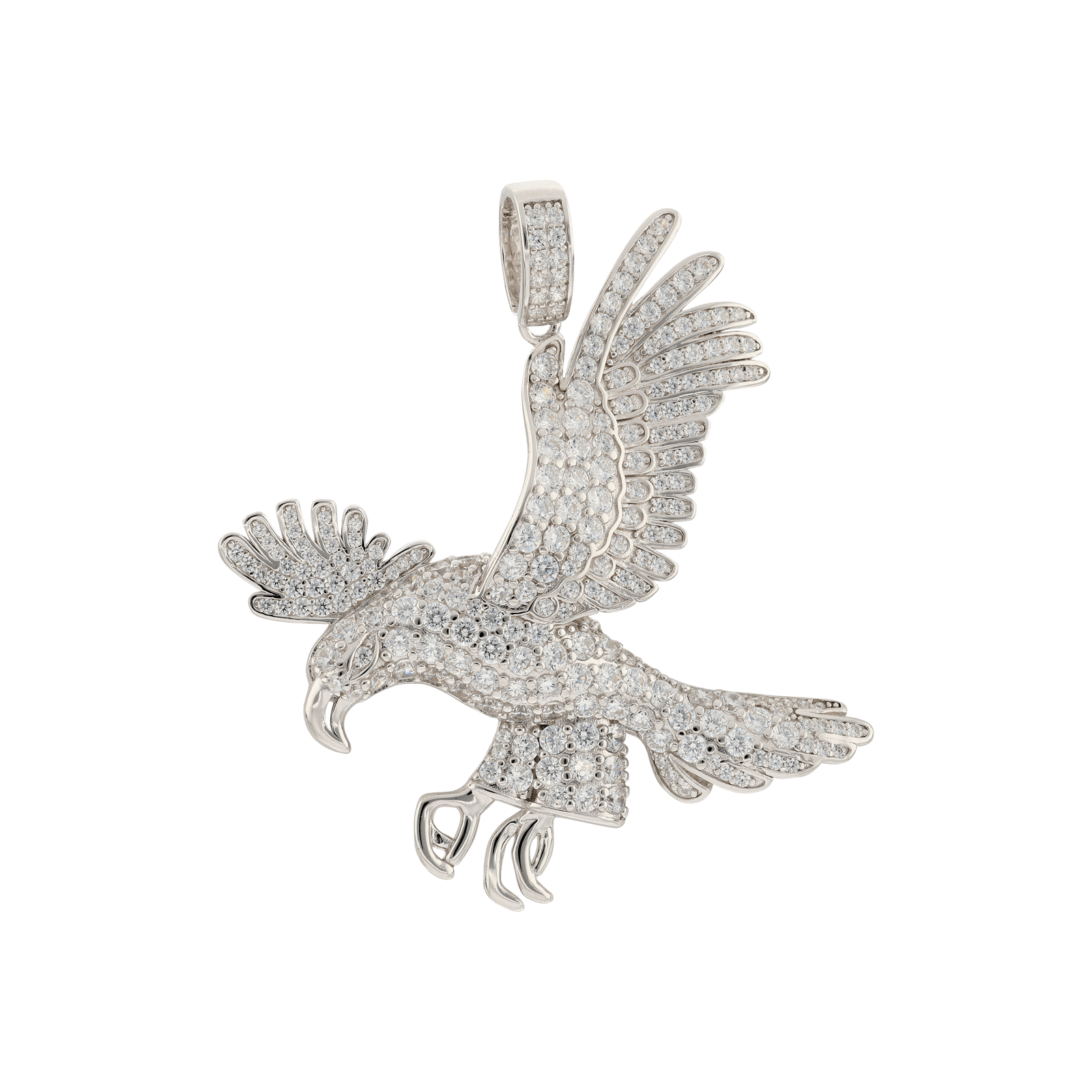 Pendentif Argent Rhodié aigle serti Zirconia Cubique