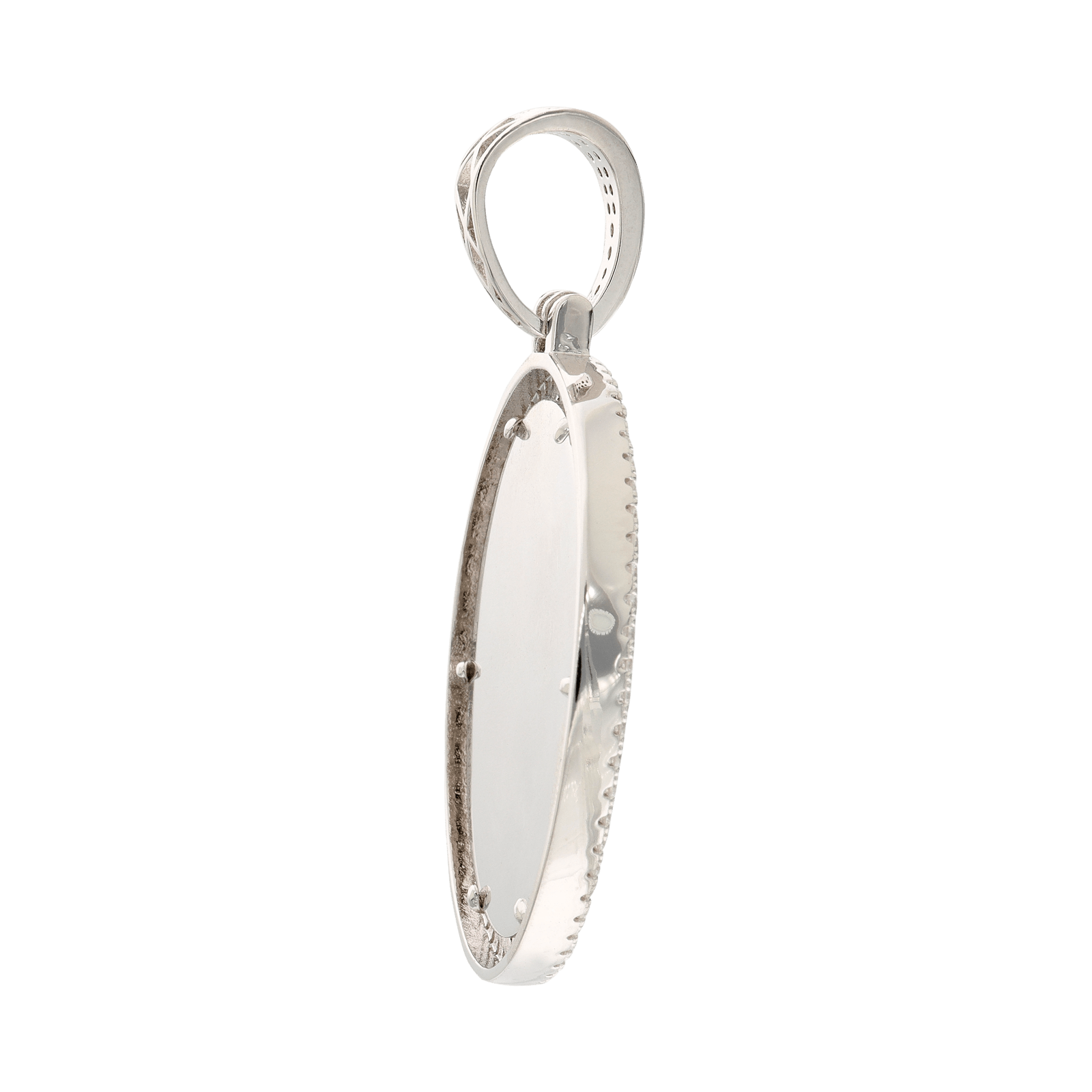 Pendentif Argent Rhodié rond Bitcoin Zirconia Cubique 40 millimètres