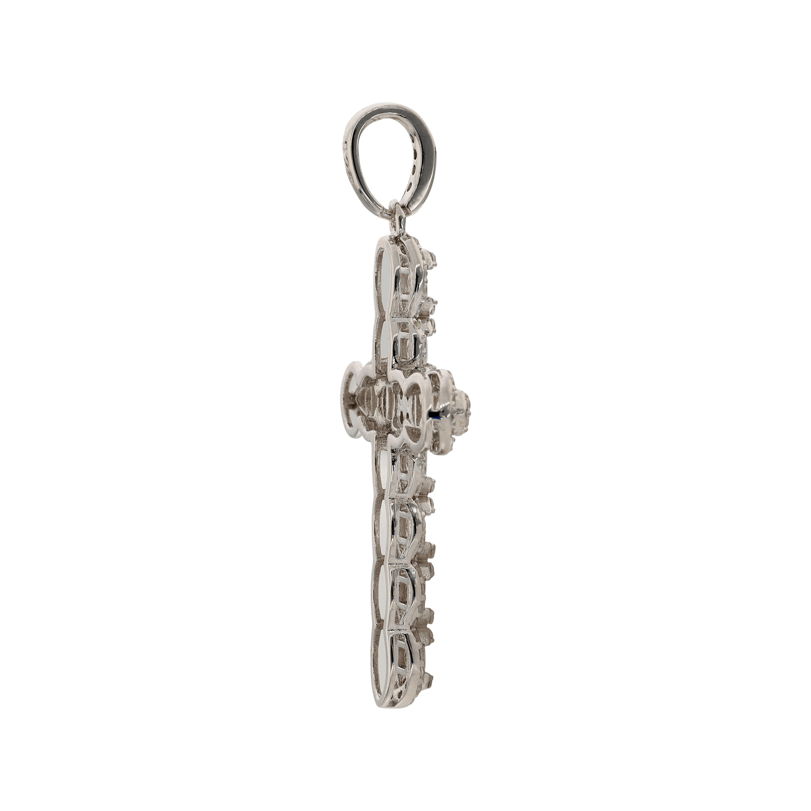 Pendentif Argent Rhodié Croix Zirconia Cubique