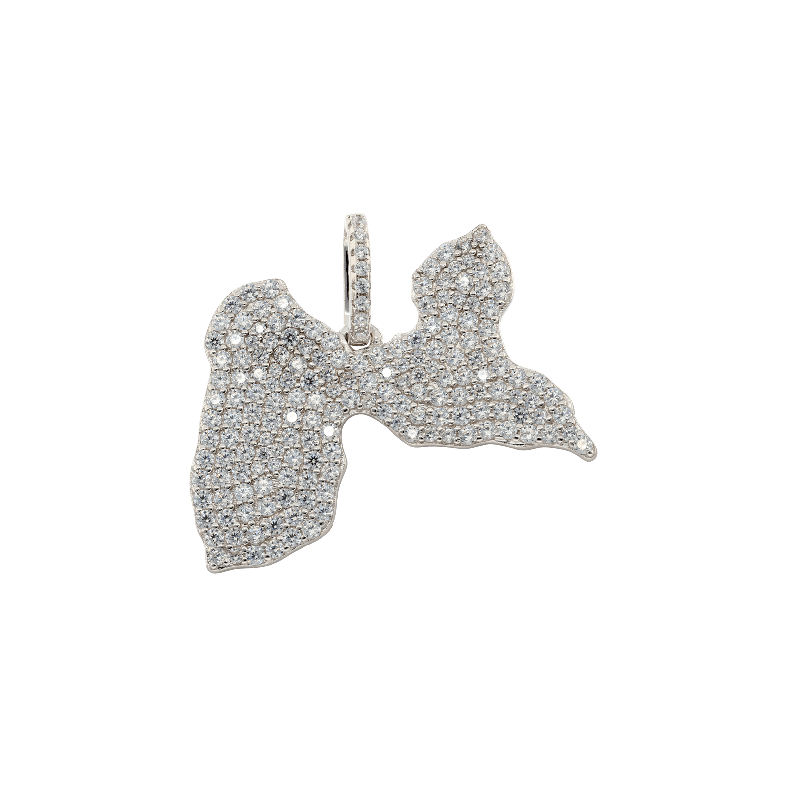 Pendentif Argent Rhodié Carte forme Guadeloupe sertie Zirconia Cubique