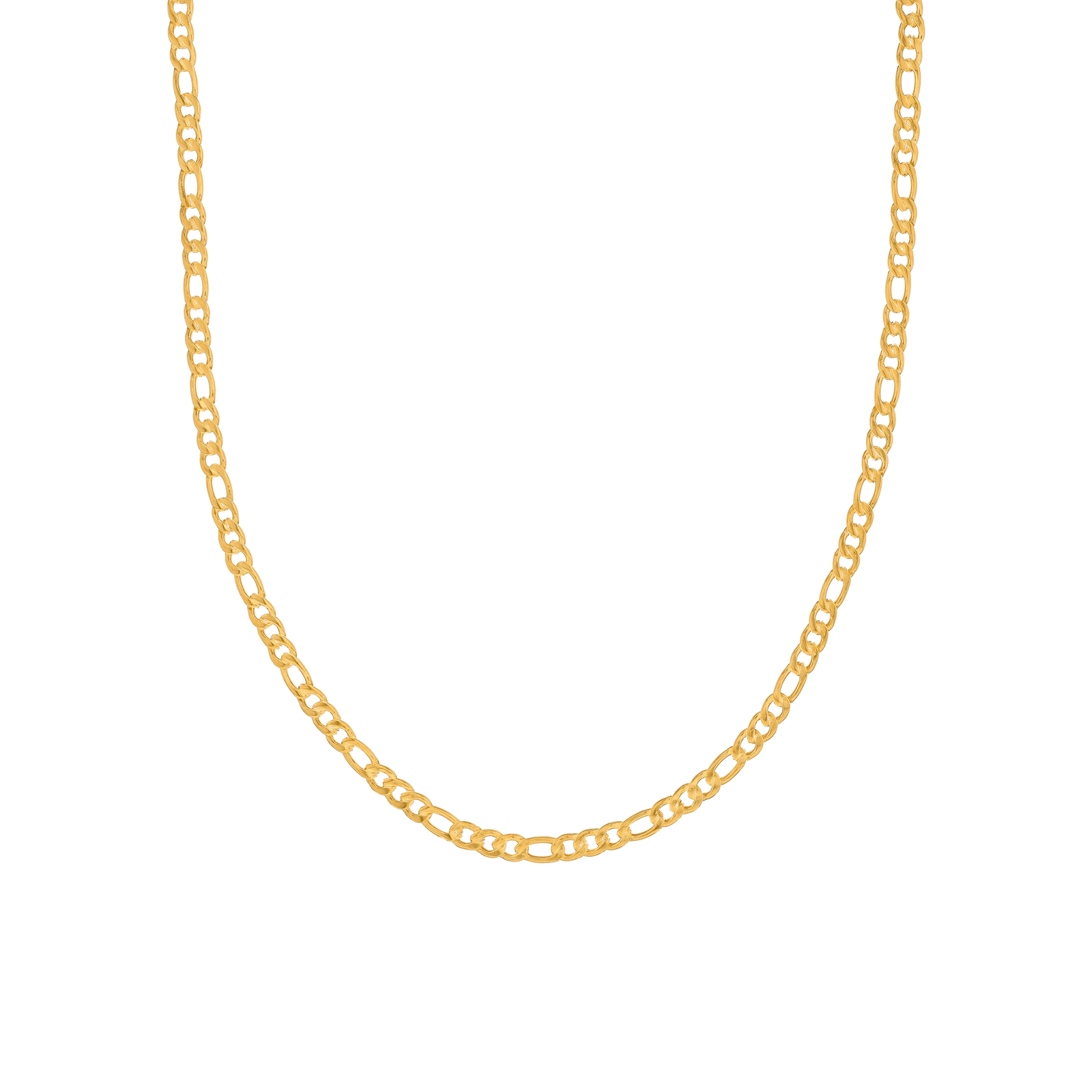 Collier Callas en acier doré maille Figaro alternée un pour trois, 60 cm