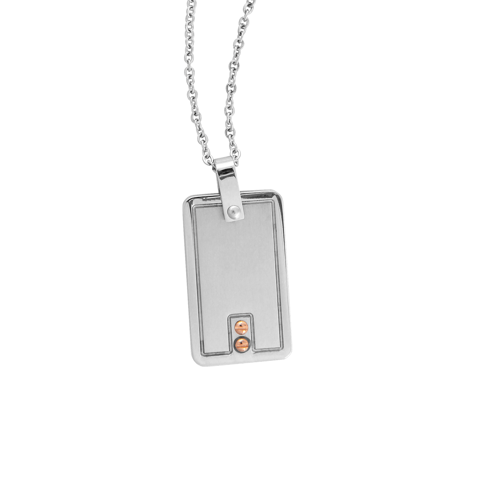 Collier Callas Acier plaqué rectangle et 2 vis Ion Plating Rose 47 plus 3 centimètres