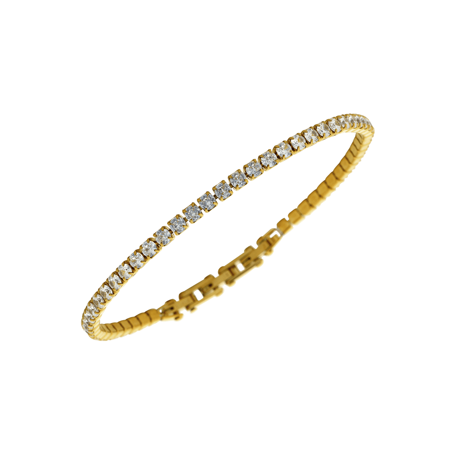 Bracelet Callas Acier doré tennis Zirconia Cubique blanc 21 centimètres