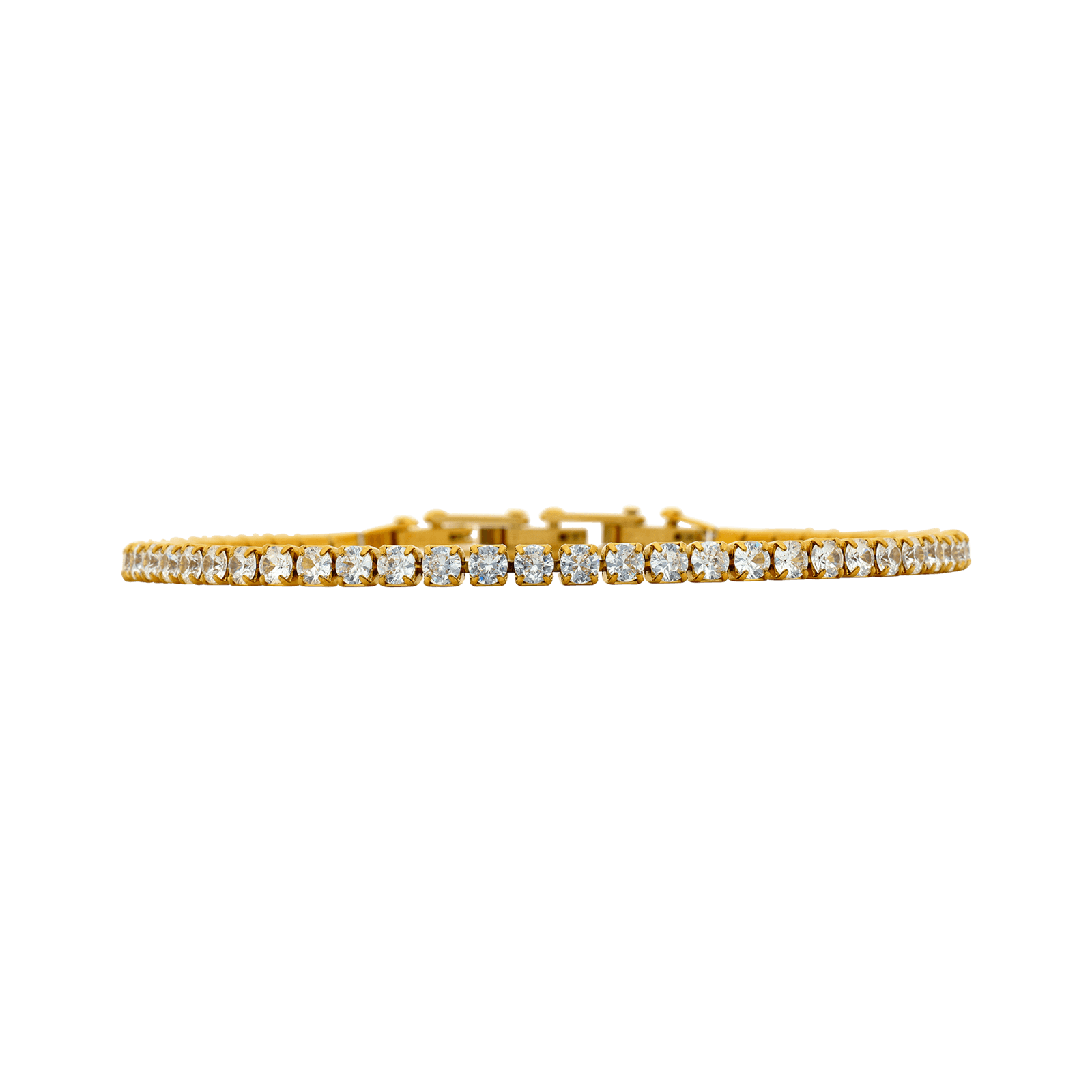 Bracelet Callas Acier doré tennis Zirconia Cubique blanc 21 centimètres