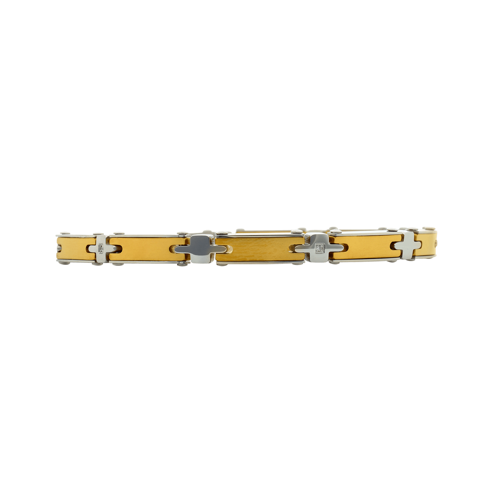 bracelet callas acier alternée doré alternée 4 zirconia cubique 21 mm