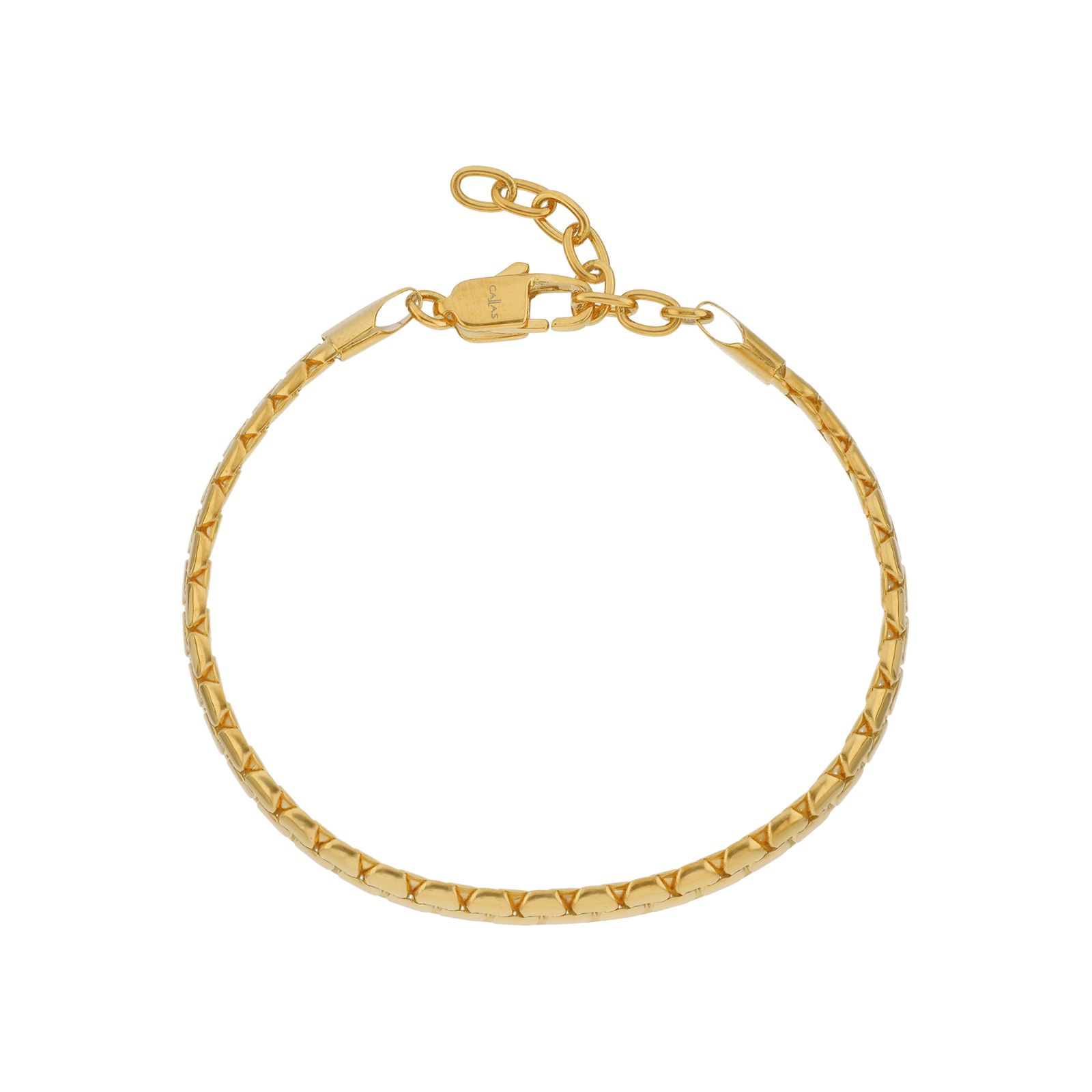Bracelet Callas en acier doré maille jaseron fantaisie, 18 cm avec rallonge de 3 cm