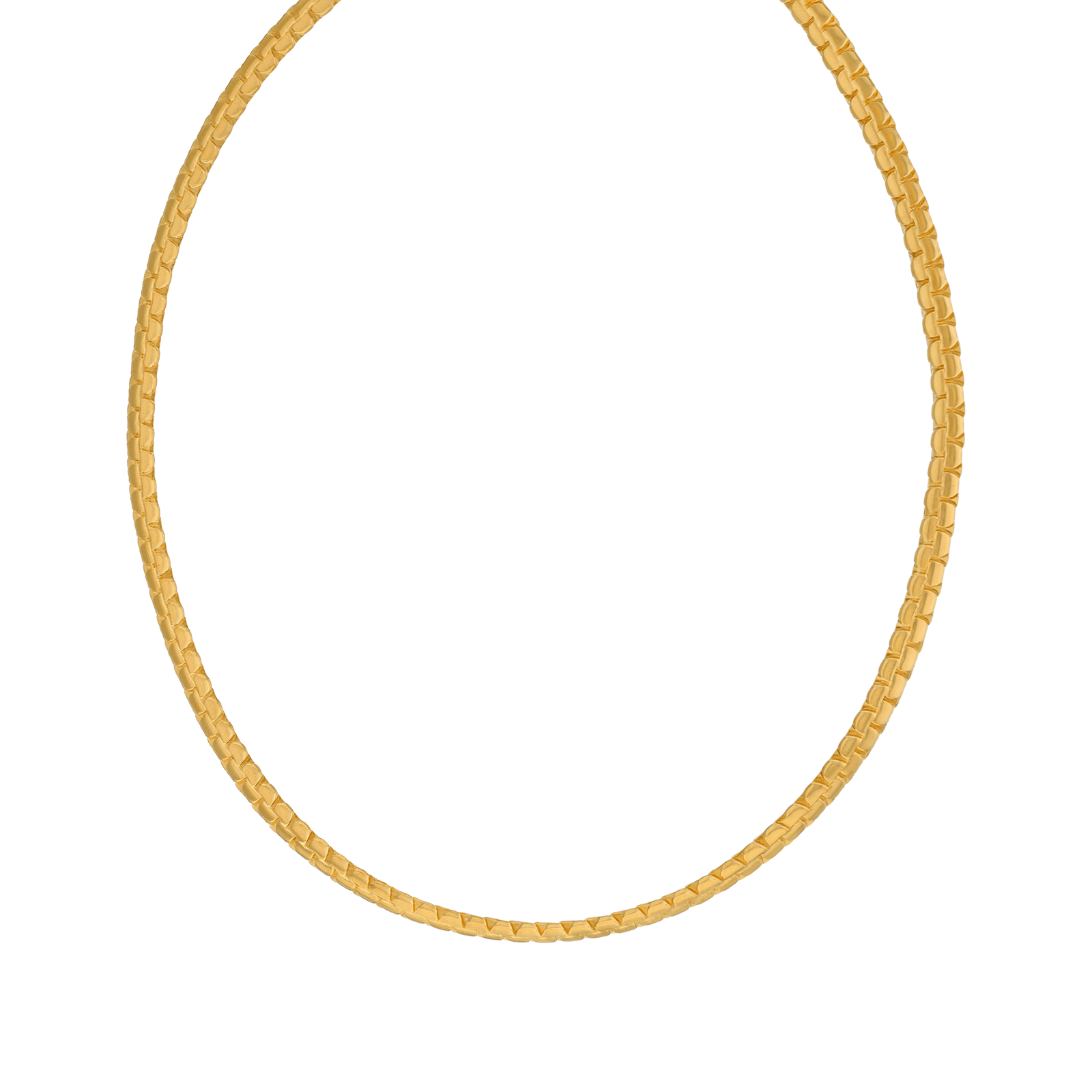 Collier Callas en acier doré maille jaseron fantaisie, 50 cm avec rallonge de 5 cm