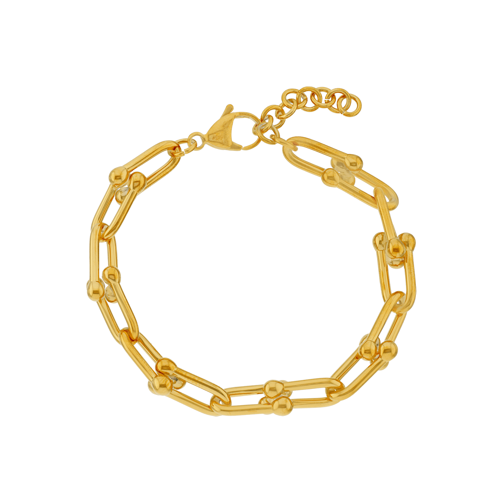 Bracelet Callas en acier doré maille en U, 17 cm avec rallonge de 3 cm