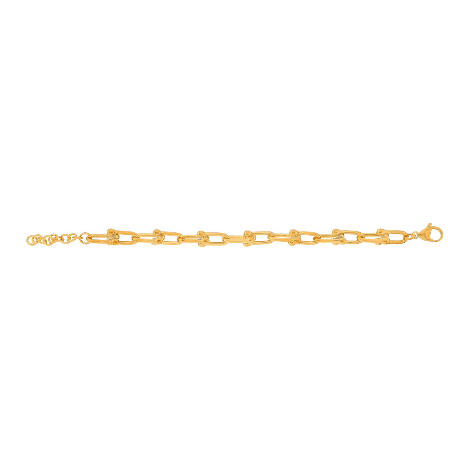 Bracelet Callas en acier doré maille en U, 17 cm avec rallonge de 3 cm