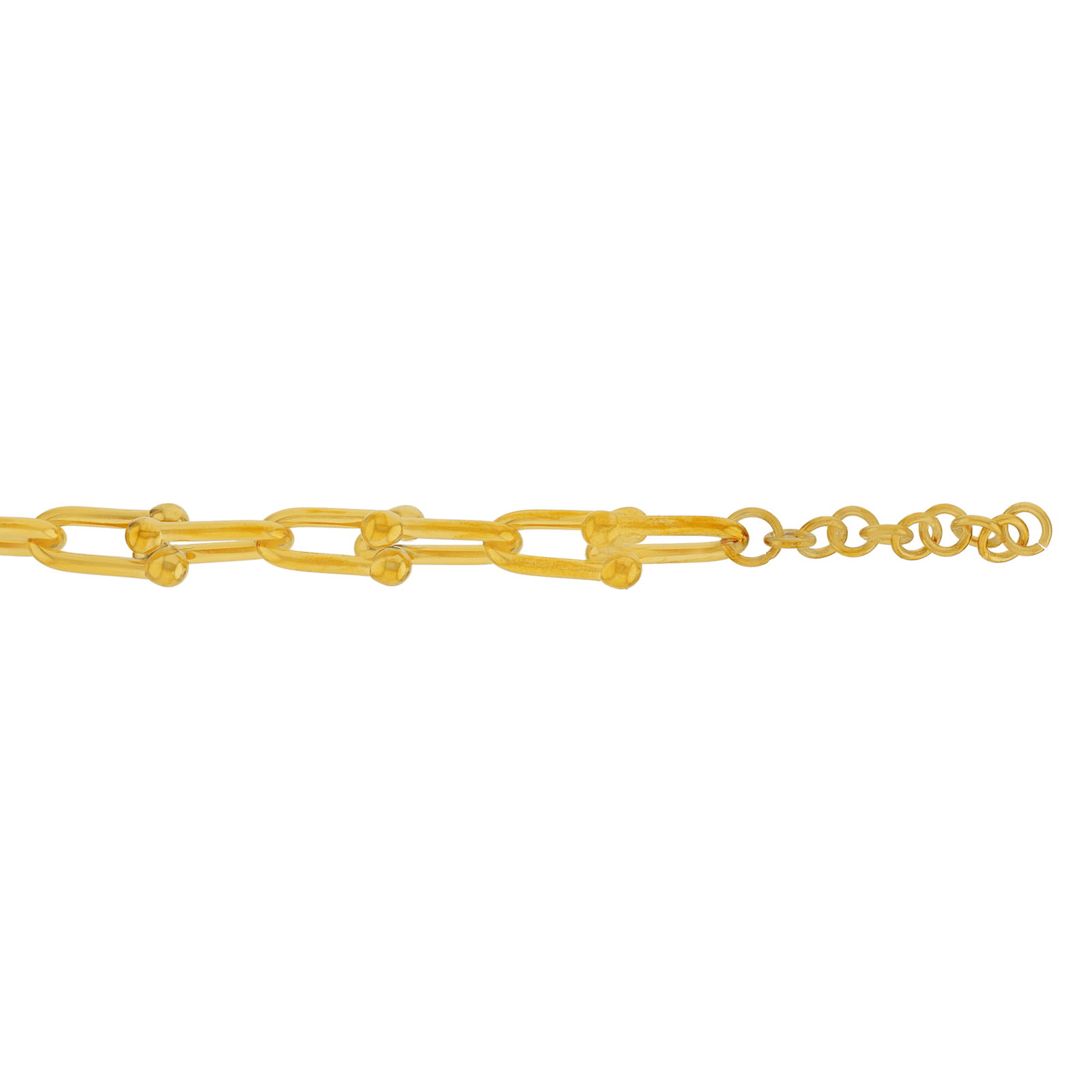 Bracelet Callas en acier doré maille en U, 17 cm avec rallonge de 3 cm