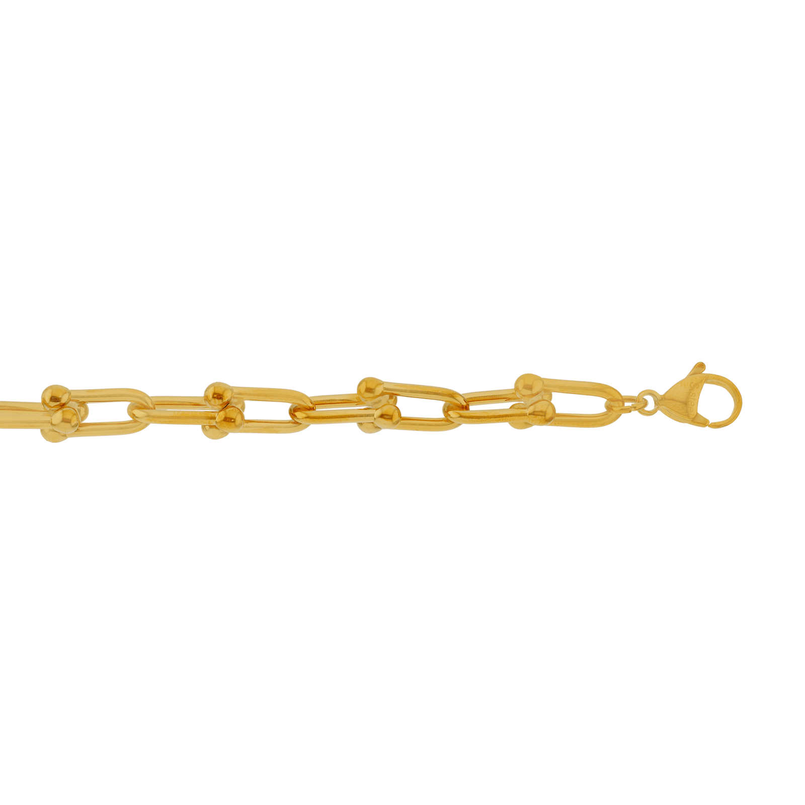 Bracelet Callas en acier doré maille en U, 17 cm avec rallonge de 3 cm