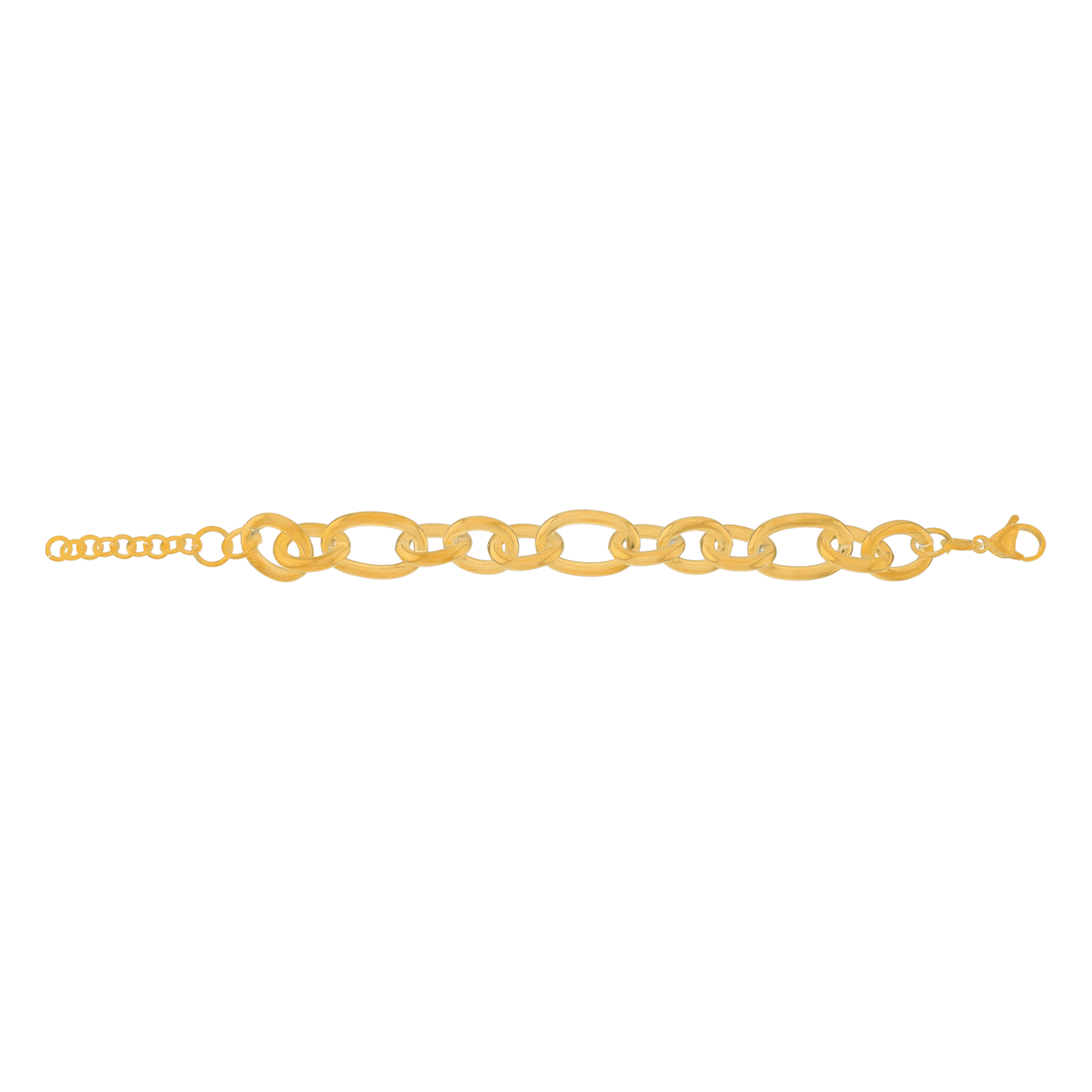 Bracelet Callas en acier doré maille forçat lisse alternée, 17,5 cm avec rallonge de 3 cm