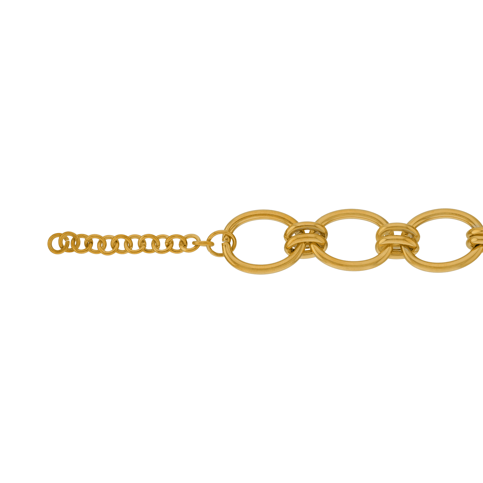Bracelet Callas en acier doré maille forçat lisse alternée, 17,5 cm avec rallonge de 3 cm